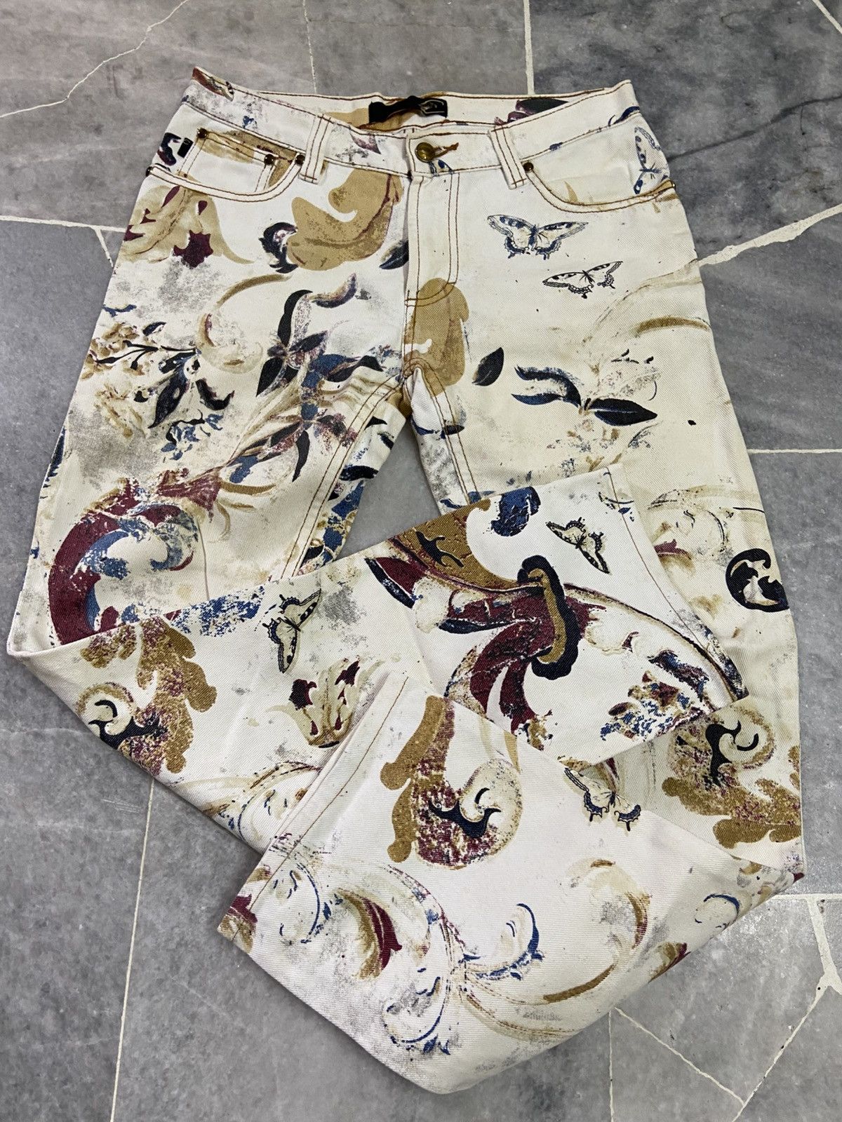 Just Cavalli Juat Cavali Floral Print Flared denim jeans Size US 32 / EU 48 - 3 Thumbnail