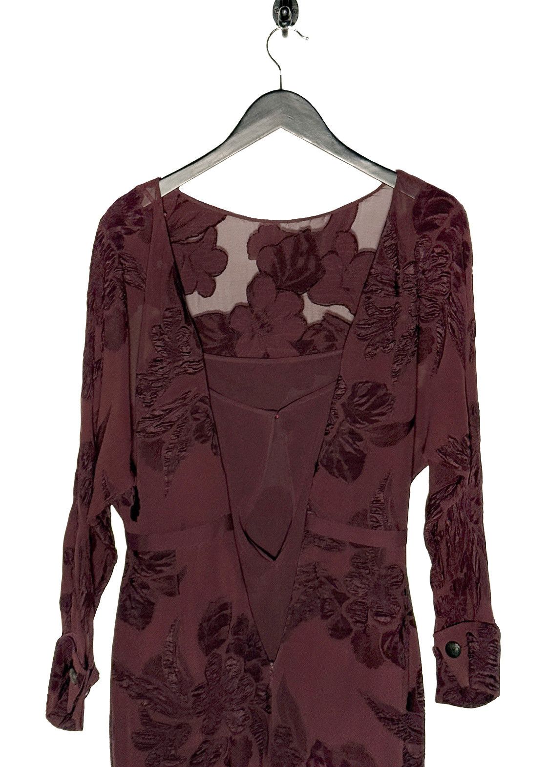 Gucci Gucci 2012 Runway Burgundy Sheer Floral Dress Size XS / US 0-2 / IT 36-38 - 4 Thumbnail