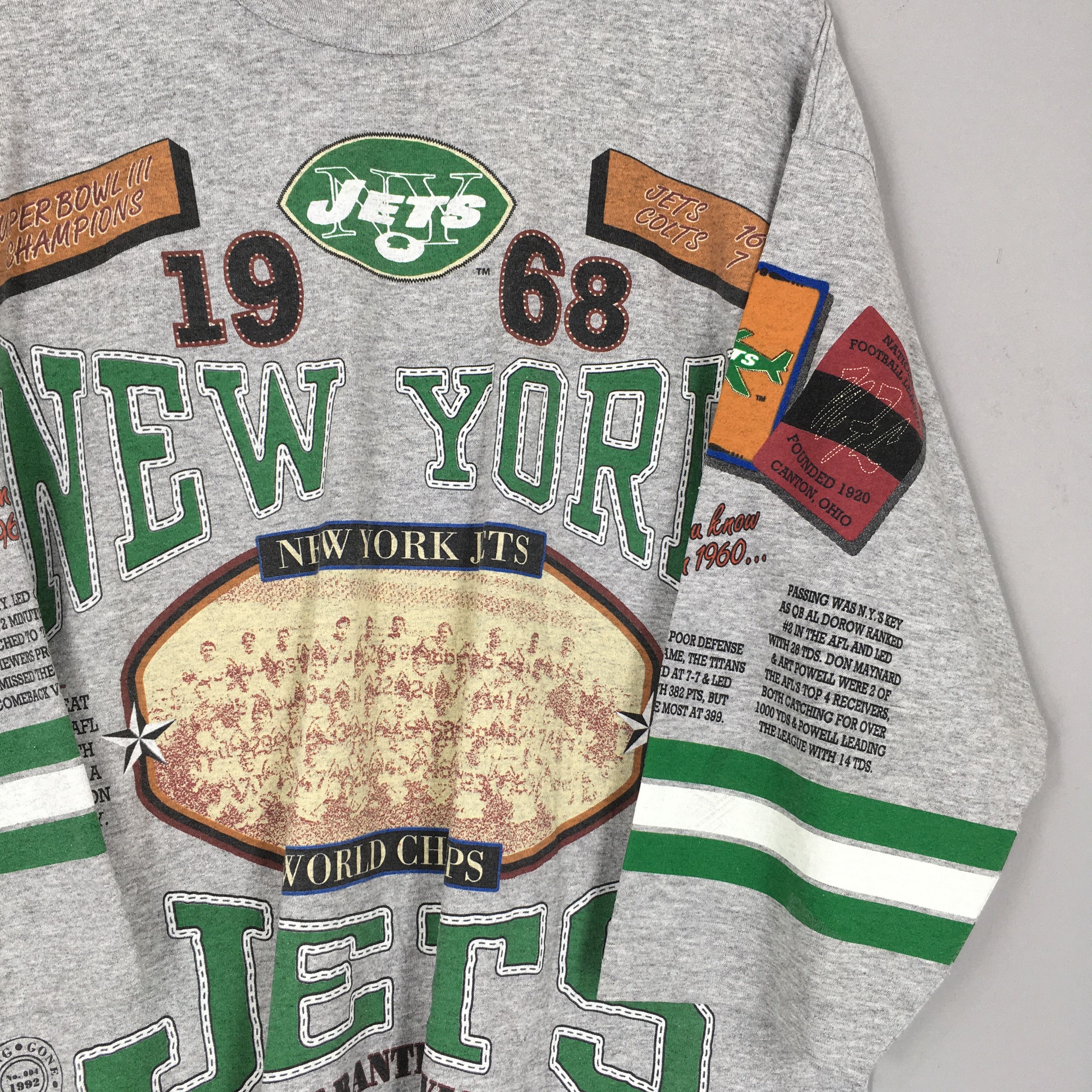 NFL × Vintage RARE Vintage 90s New York Jets NFL T Shirt XLarge Size US XL / EU 56 / 4 - 2 Thumbnail