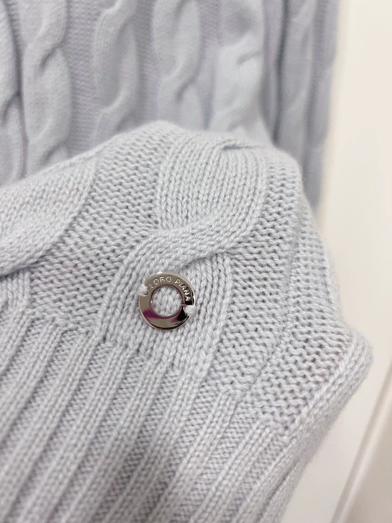 Loro Piana Loro Piana Smog blue hemp knitted small cashmere V-neck cas Size M / US 6-8 / IT 42-44 - 3 Thumbnail
