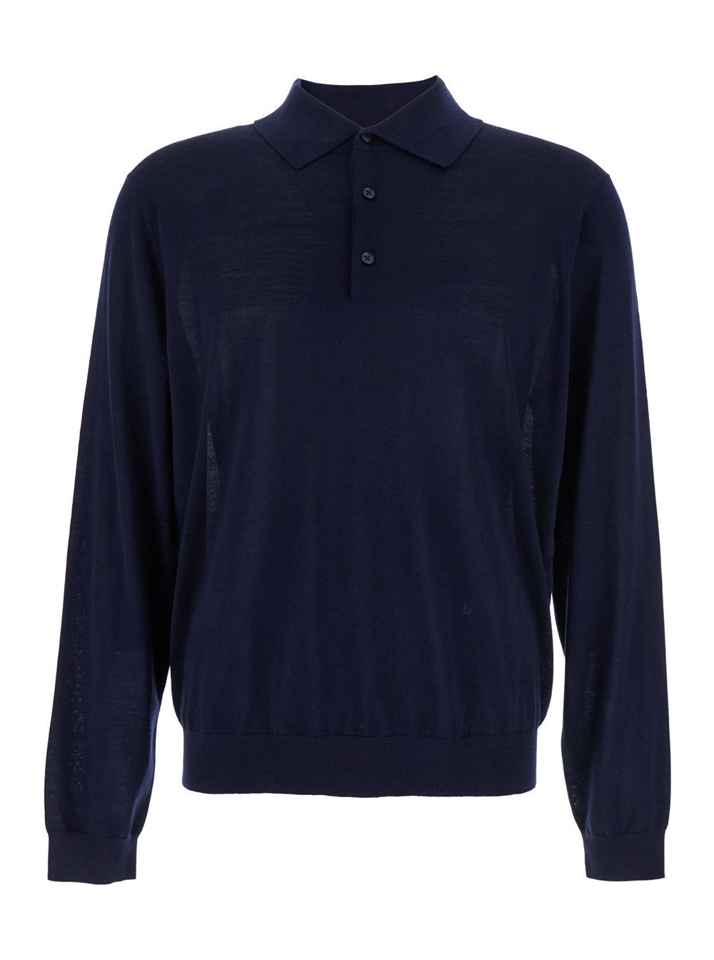 Sunflower Blue Polo Shirt with Classic Collar and Ribbed Trims in Wool Man Size US M / EU 48-50 / 2 - 1 Thumbnail