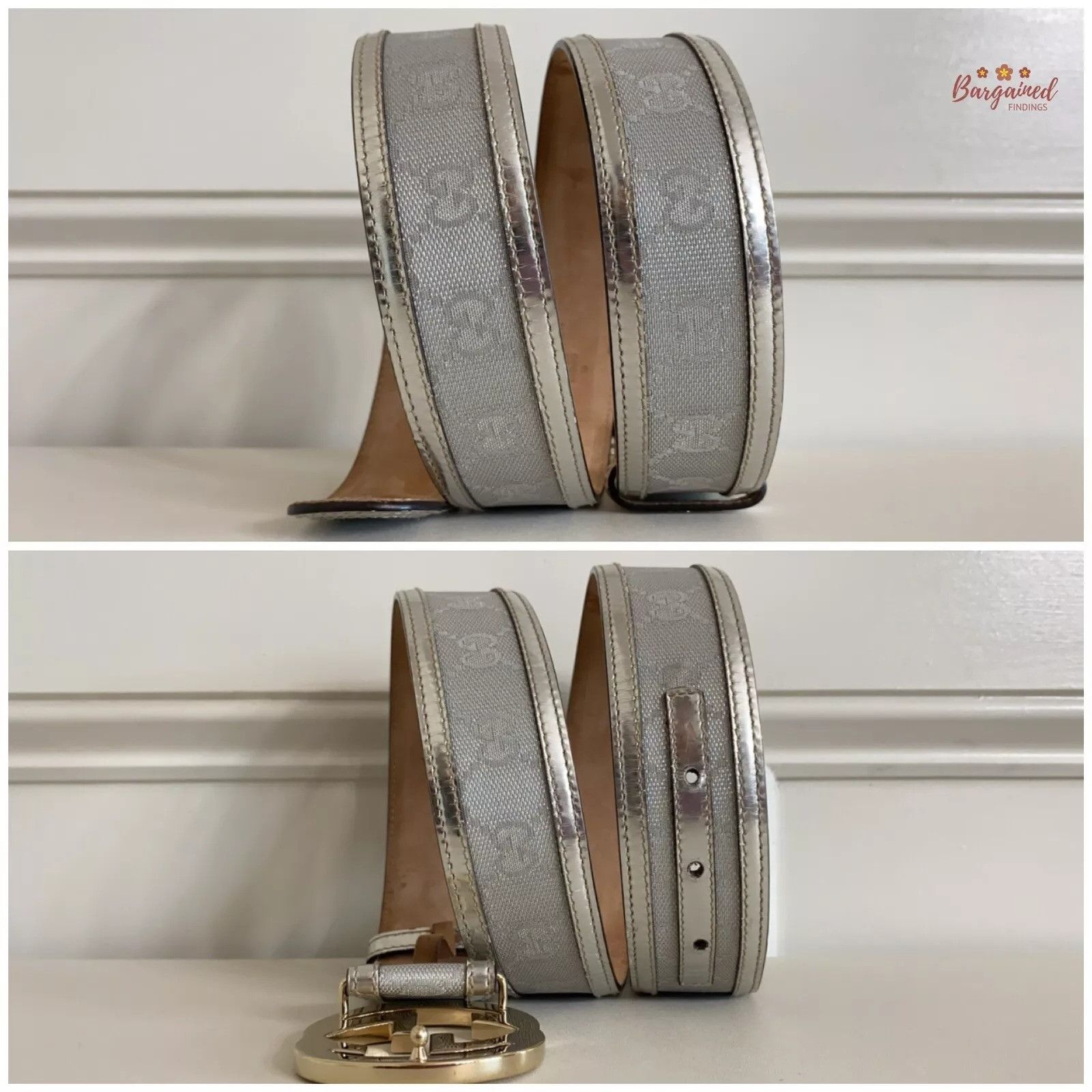Gucci Gucci Monogram Leather Gold Interlocking G Buckle Belt Size 32 - 9 Thumbnail