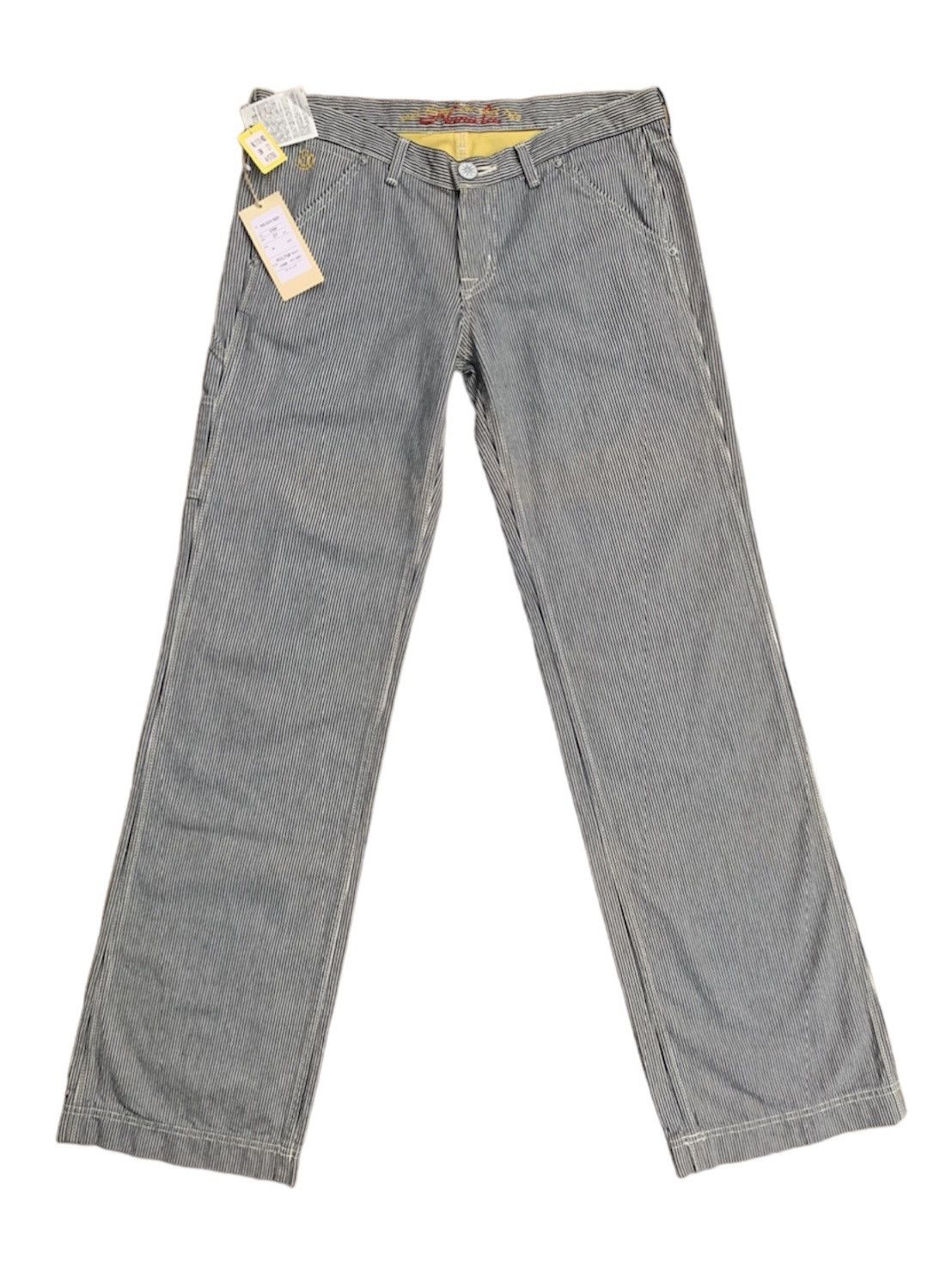 Japanese Brand × Vintage Nana-La Baggy Flare Carpenter Hickory Stripe Pants Size 31" - 1 Thumbnail