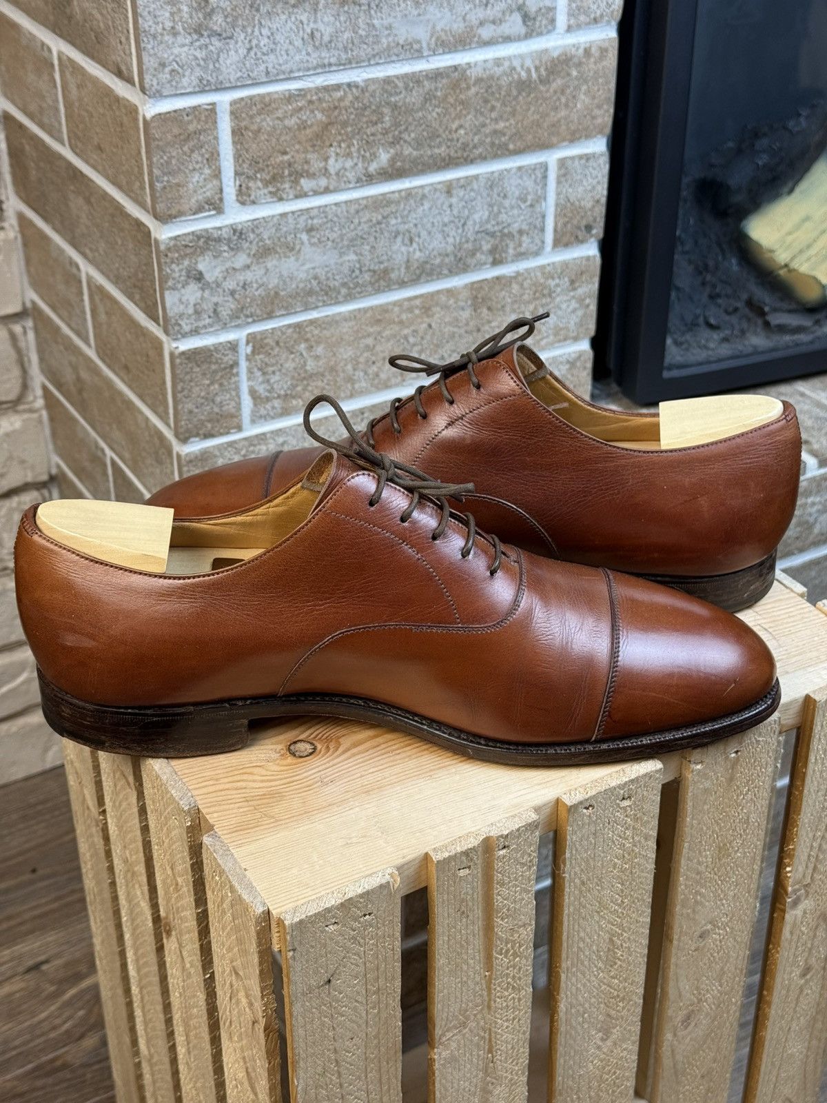 Edward Green Edward Green Chelsea Brown Oxford Leather Shoes UK10 US11 Size US 11 / EU 44 - 6 Thumbnail
