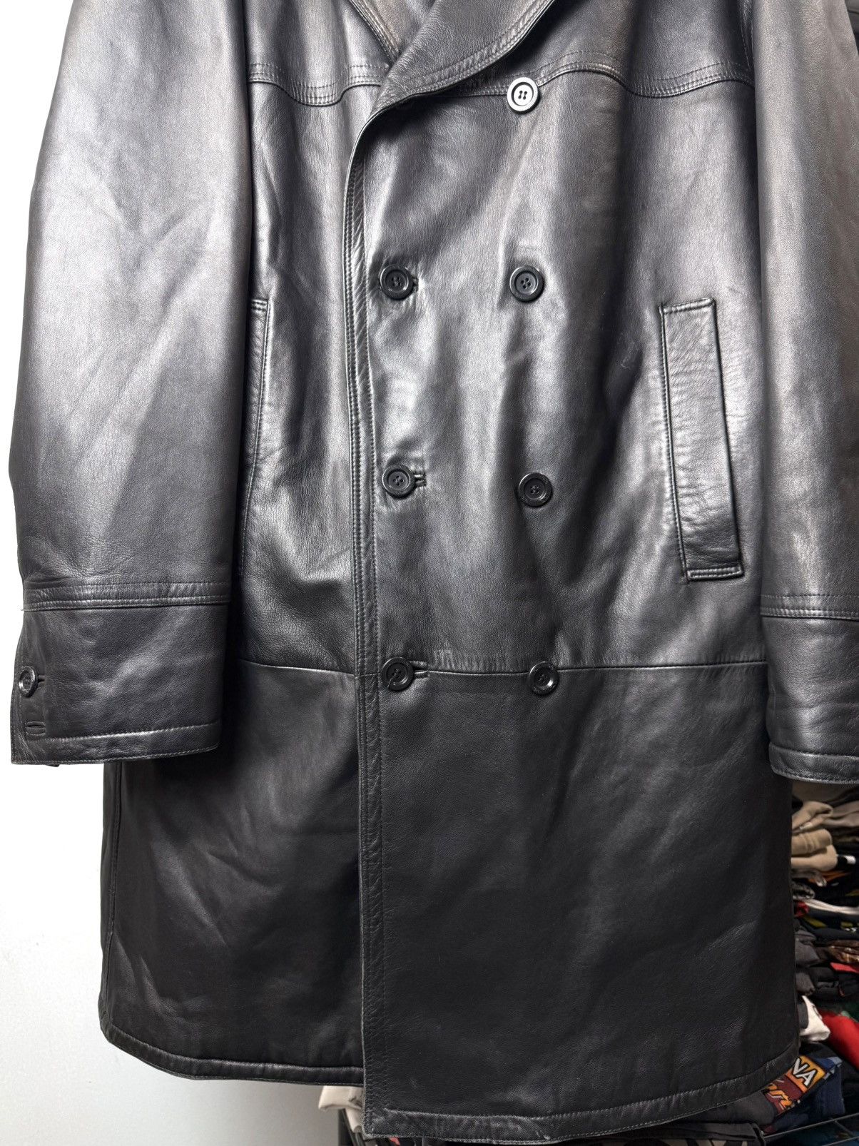 Versace Vintage Versace V2 Leather Jacket Cloak Trench Size US XL / EU 56 / 4 - 7 Thumbnail