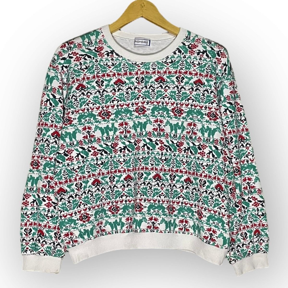 Vintage × Yves Saint Laurent Yves Saint Laurent Fullprint Sweatershirt Size S / US 4 / IT 40 - 1 Thumbnail