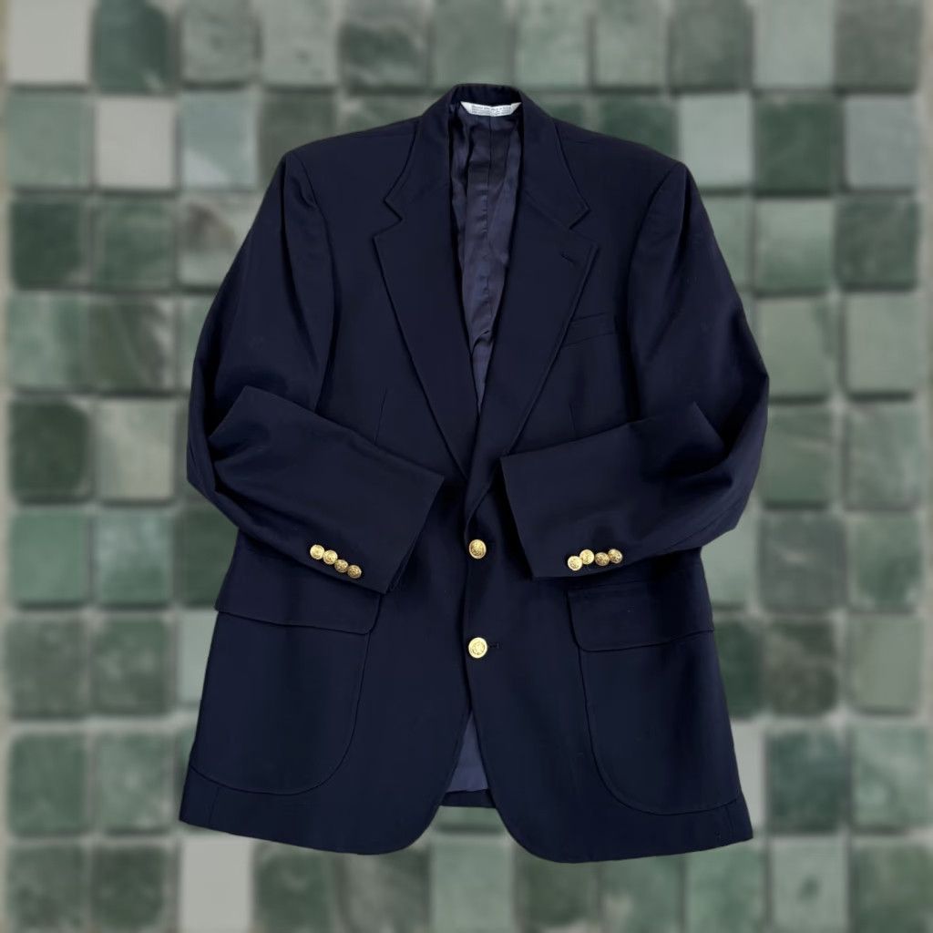 Lands' End VINTAGE Lands End Blazer Men 42Navy Wool Two-Button Front Notch Lapel Single Vent Regular Fit 2 Piece USA Made Blue Wool Blazer Mens Size 42R - 1 Thumbnail
