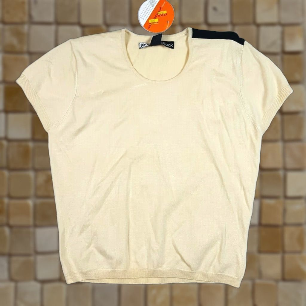 Vintage Jamie Sadock Cream Silk Knit Women's Small Golf Short Sleeve Outdoor Shirt Top Size S / US 4 / IT 40 - 1 Thumbnail