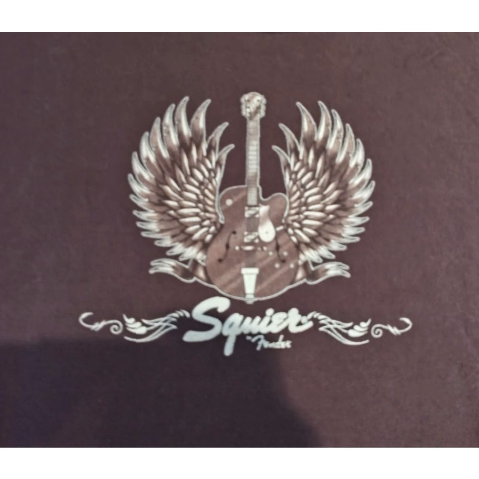 Fender VINTAGE Squier By Fender Shirt Guitars Short Sleeve Crew Neck Men L Brown Angel Wings Rock Bohemian 70s 80s 90s Festival Logo Music American Dad Mens Size US L / EU 52-54 / 3 - 6 Thumbnail