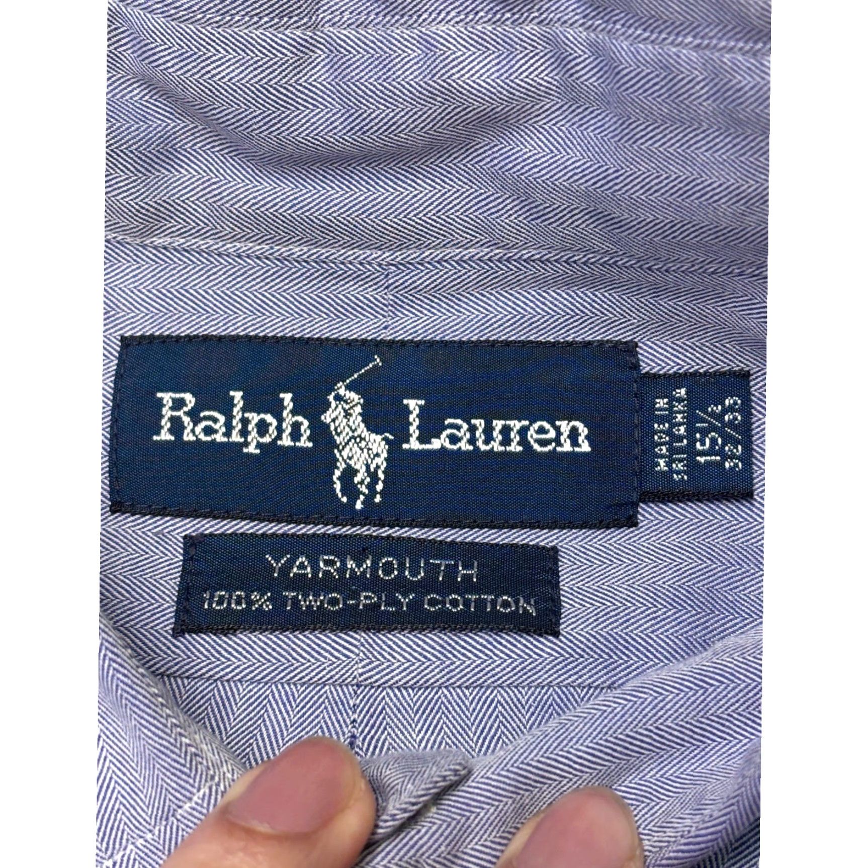 Ralph Lauren Ralph Lauren Yarmouth Shirt Mens 15.5 32/33 Blue Herringbone Cotton Button-Down Dress Shirt Clothing Women Men? Size US L / EU 52-54 / 3 - 4 Thumbnail