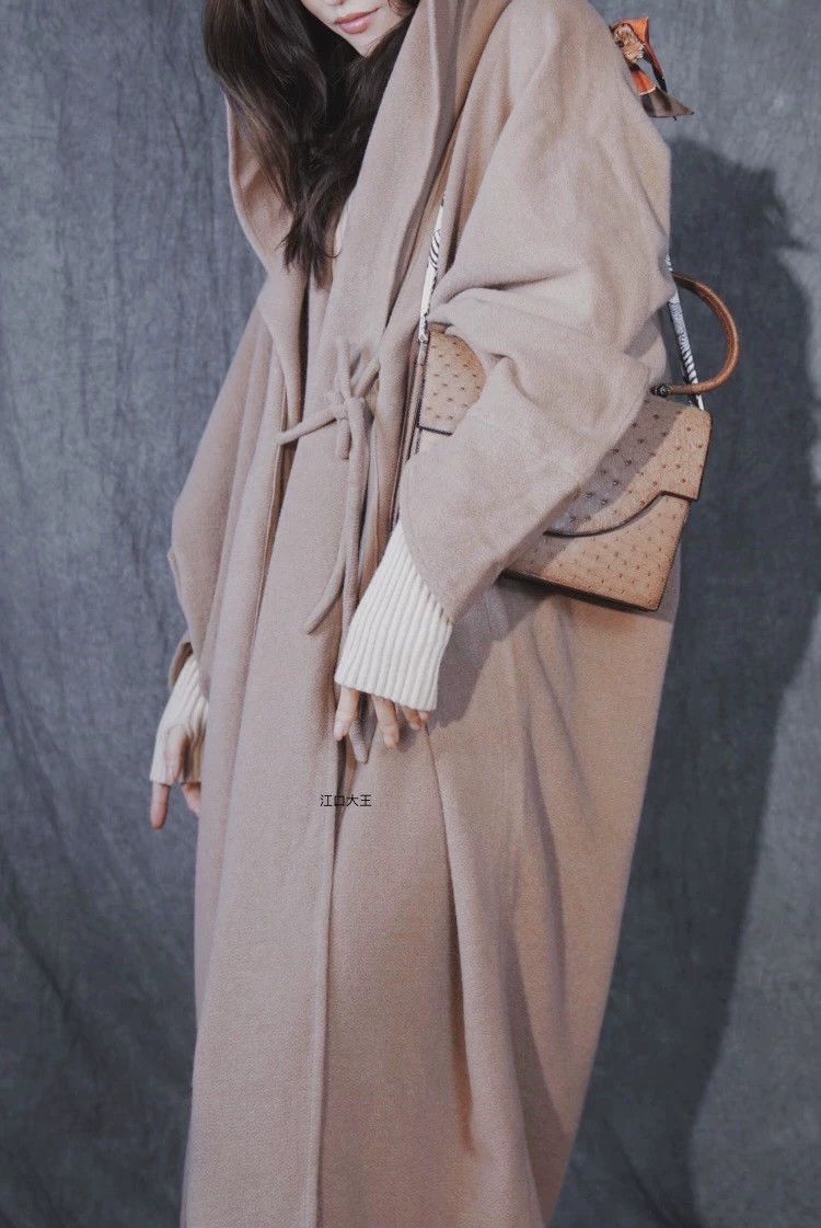 Vintage Vintage Pink Brown Double Wool Batwing Tie Front Cape Size ONE SIZE - 1 Thumbnail