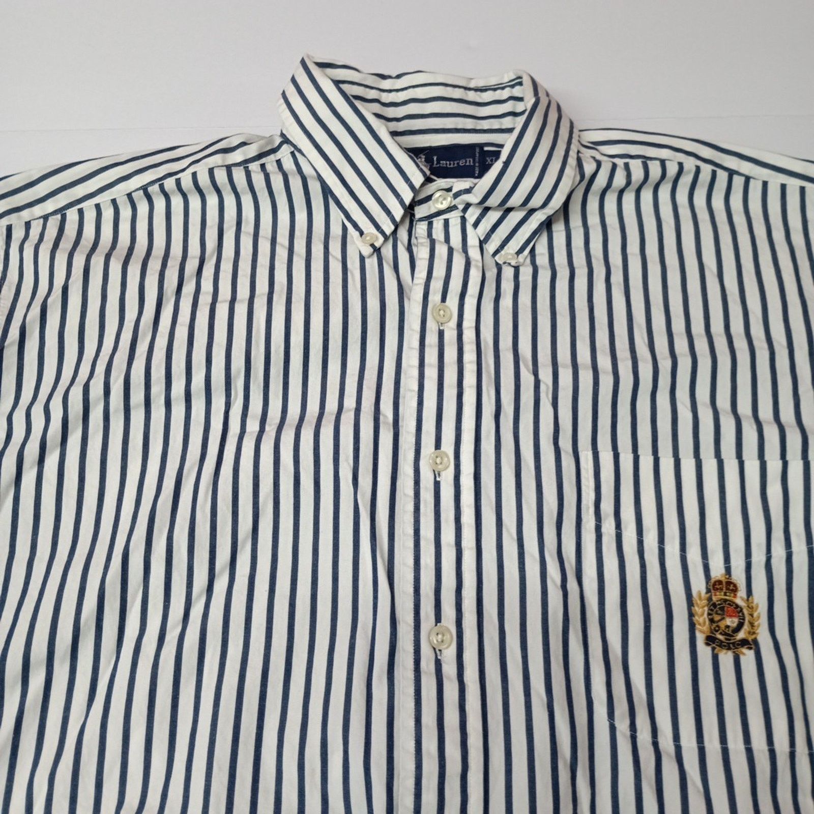 Polo Ralph Lauren Vintage Polo Ralph Lauren Striped Blue/White Shirt Size XL Size US XL / EU 56 / 4 - 3 Thumbnail