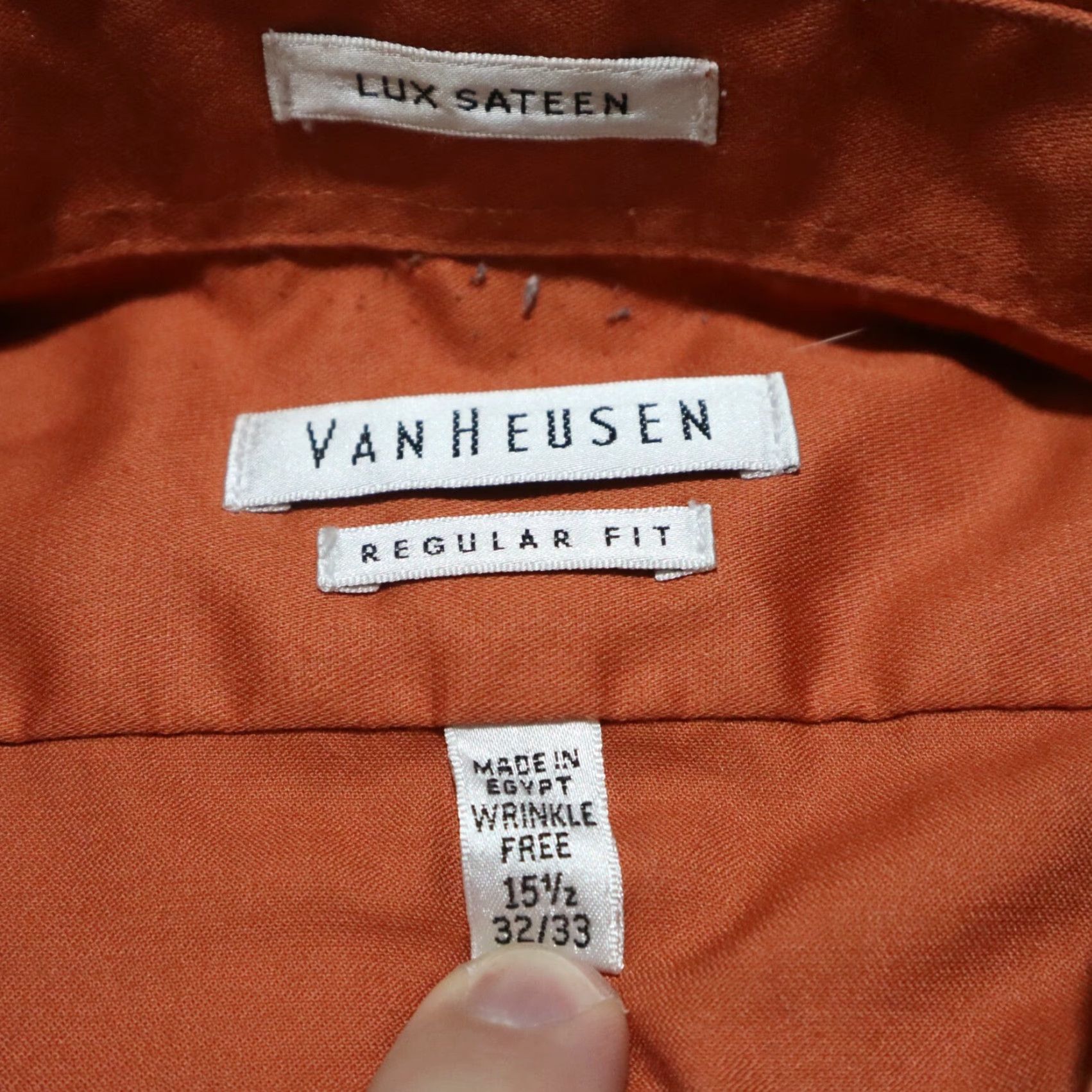 Van Heusen Van Heusen Button Up Shirt Orange Long Sleeve Regular Fit Men's 15.5 32/33 Size US L / EU 52-54 / 3 - 4 Thumbnail