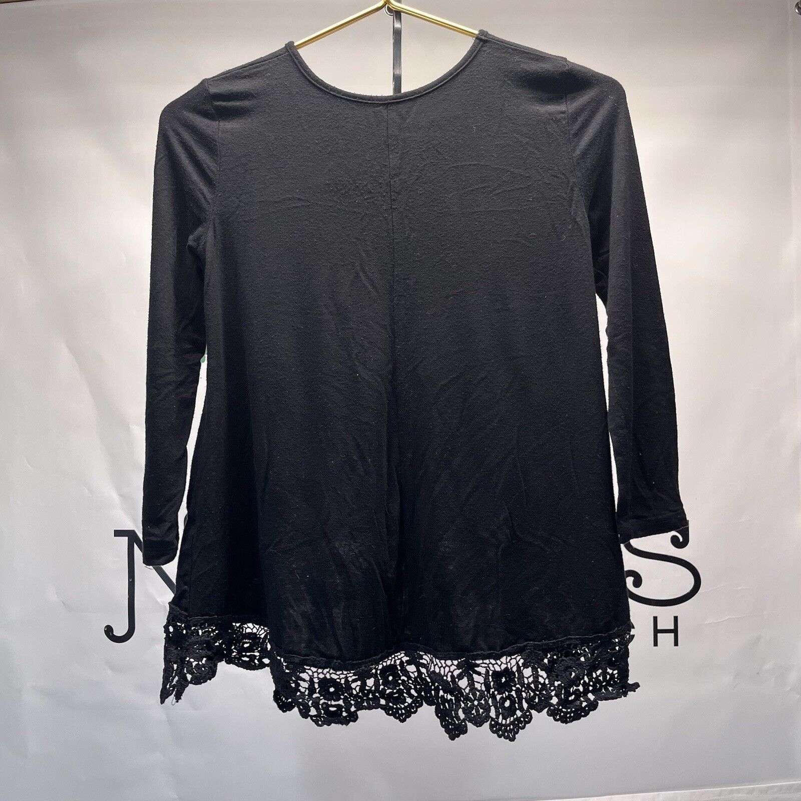Other Youth Black Crochet Lace Trim Long Sleeve Tunic Girls Size XL / US 12-14 / IT 48-50 - 3 Thumbnail