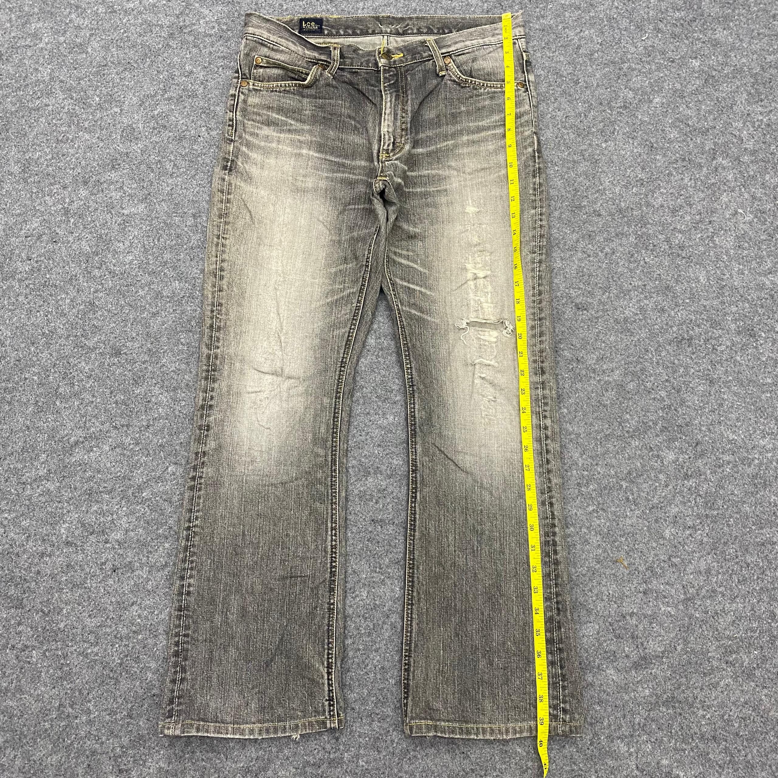 Japanese Brand 💥Flare💥Vintage 90s Lee Riders Distressed Denim Size US 33 - 2 Thumbnail