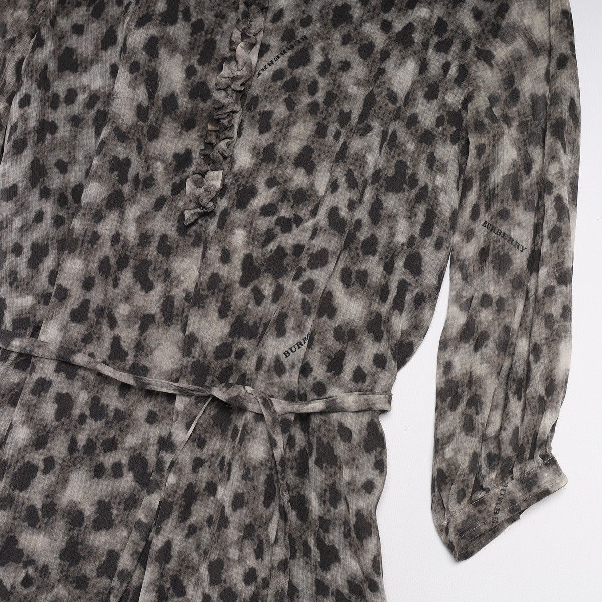 Burberry Burberry Silk Dress Grey Black Printed Belted Dress Size S / US 4 / IT 40 - 4 Thumbnail