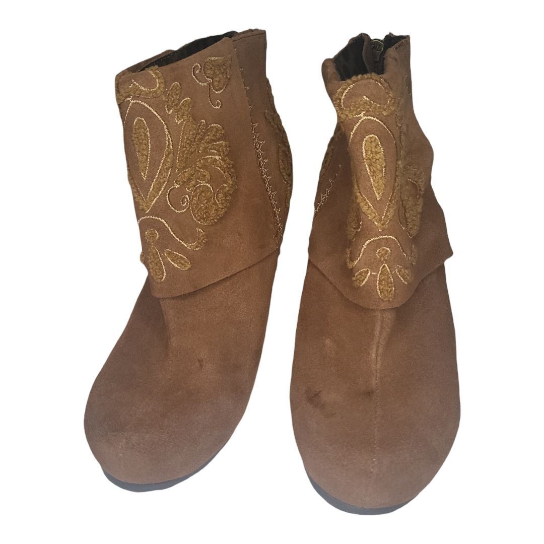 Poeme Bohemian OTBT Ankle Boots Women Sz 7 Tan Leather Ringold Embroidered Size US 7 / IT 37 - 3 Thumbnail