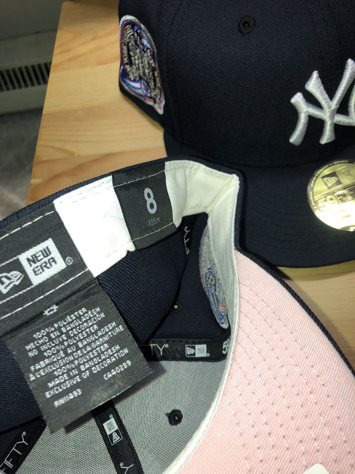 New Era NY Yankees Fitted Hat Subway Series Navy Blue Pink UV Size 8 Size ONE SIZE - 7 Thumbnail