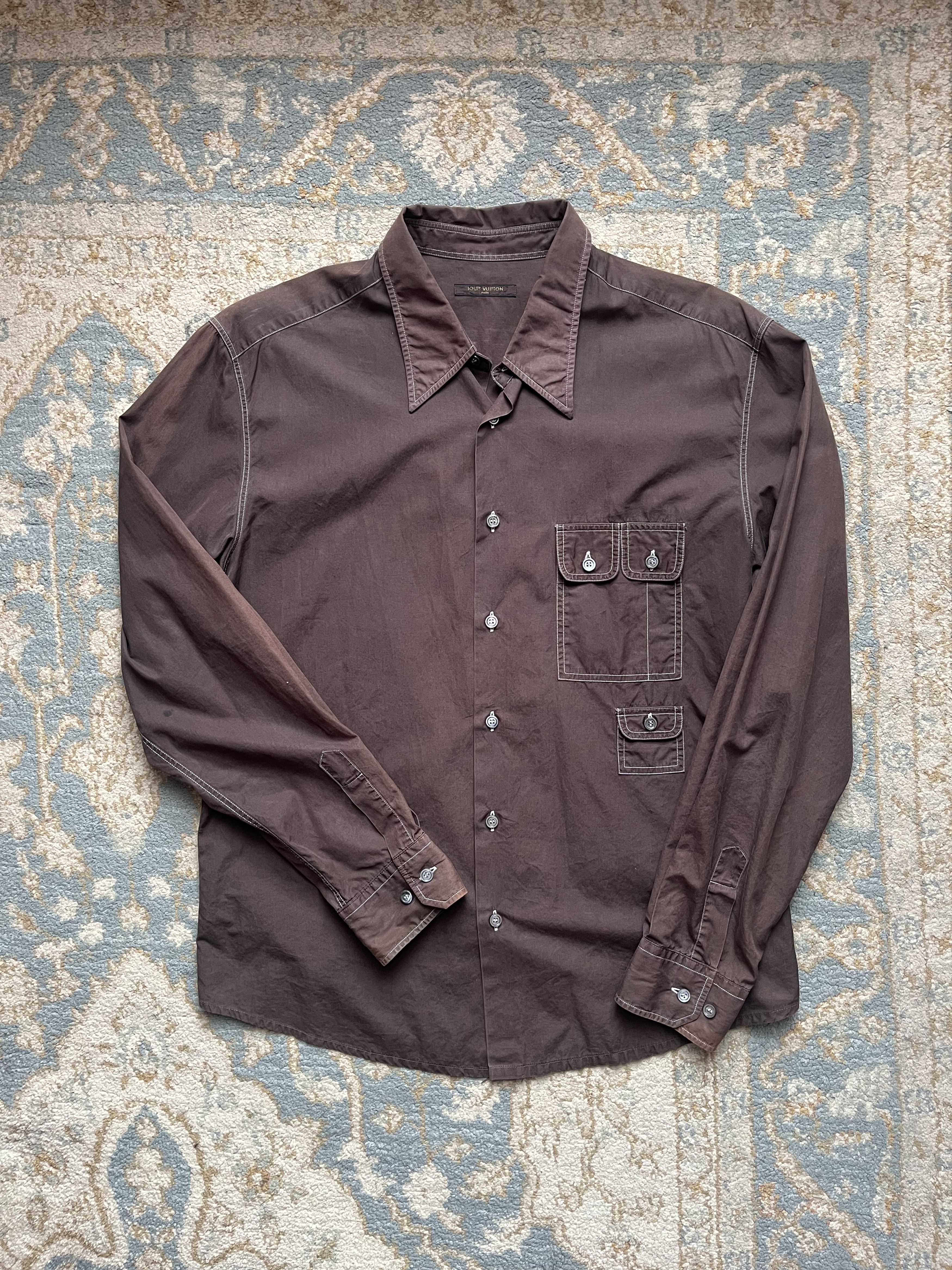 Louis Vuitton Cotton Drill Contrast Stitch Shirt Size US M / EU 48-50 / 2 - 1 Thumbnail