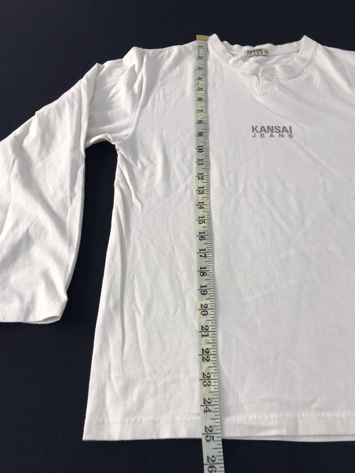 Kansai Yamamoto Kansai Yamamoto Jeans Henley Neck Longsleeve Spell Out Tee Size US S / EU 44-46 / 1 - 9 Thumbnail