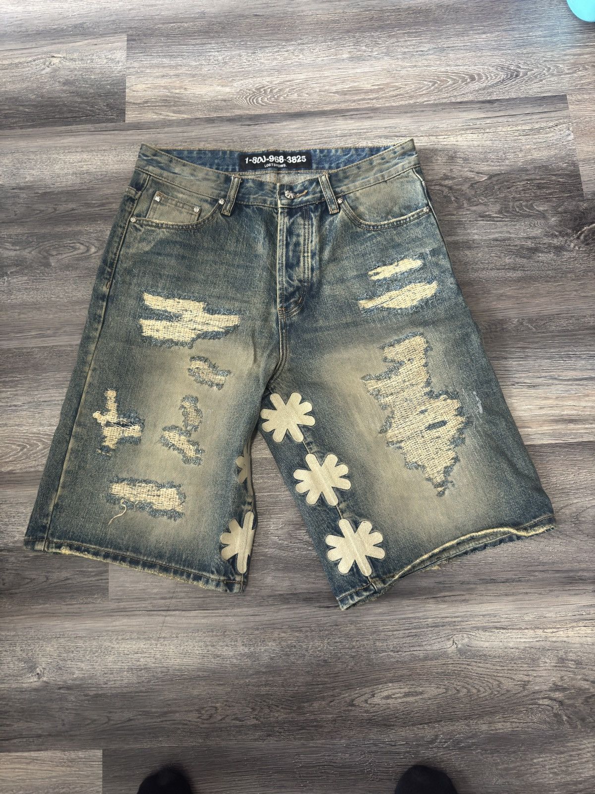 LOSTSHDWS LOSTSHDWS DISTRESSED DENIM SHORTS BLUE/BONE SIZE 32 Size US 32 / EU 48 - 3 Thumbnail