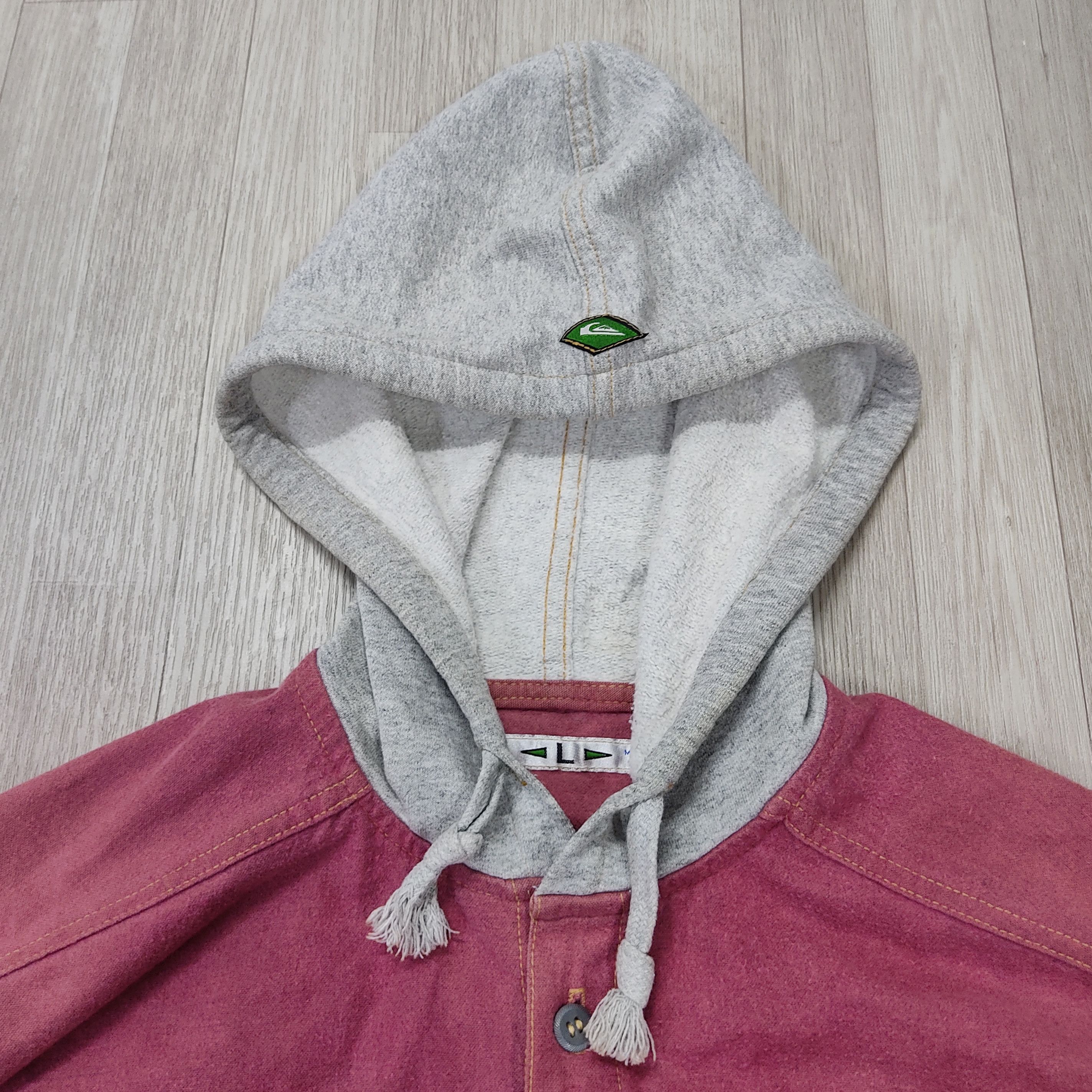 Quiksilver × Vintage Vtg 90s QUICKSILVER Salt-Water Denim Hooded Shirt Jacket Size US L / EU 52-54 / 3 - 5 Thumbnail