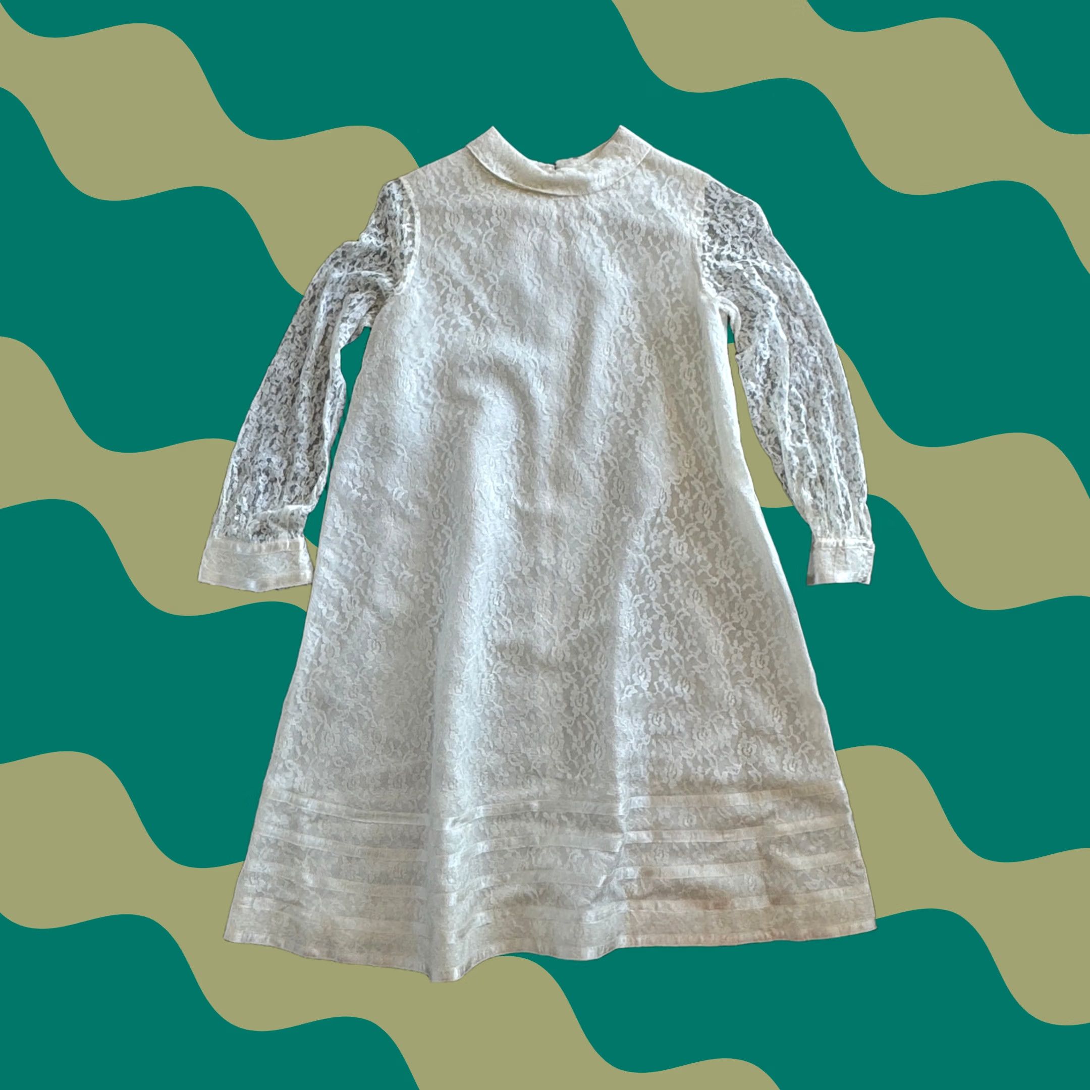Vintage VINTAGE Y2K 70's Vicky Vaughn Long Sleeve White Full Lace Dress Junior 11 Dress Size L / US 10 / IT 46 - 1 Thumbnail