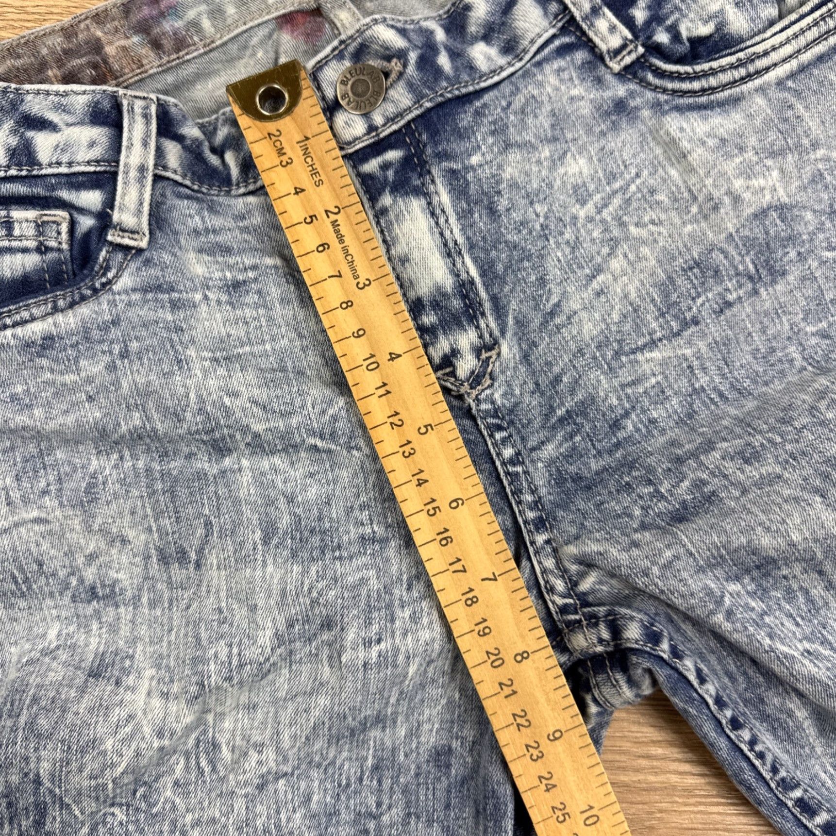 Vintage Bleulab Reversible 8 Pocket Legging Jeans Blue Acid Wash/ Gray Floral Women’s 29 Size 29" - 6 Thumbnail