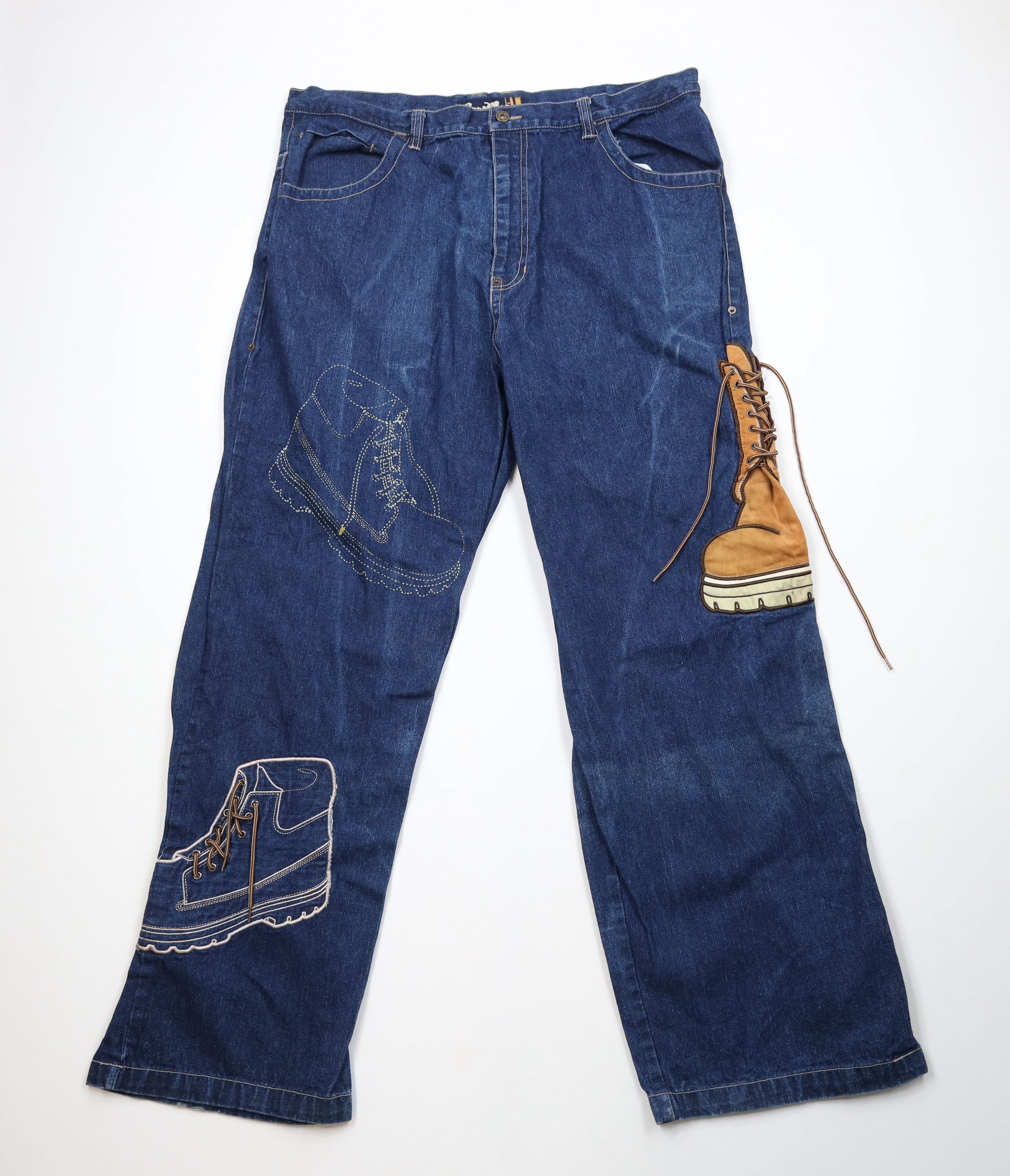 Vintage Vintage 90s Y2K Streetwear Wide Leg Boot Denim Jeans Blue Size US 42 / EU 58 - 1 Thumbnail