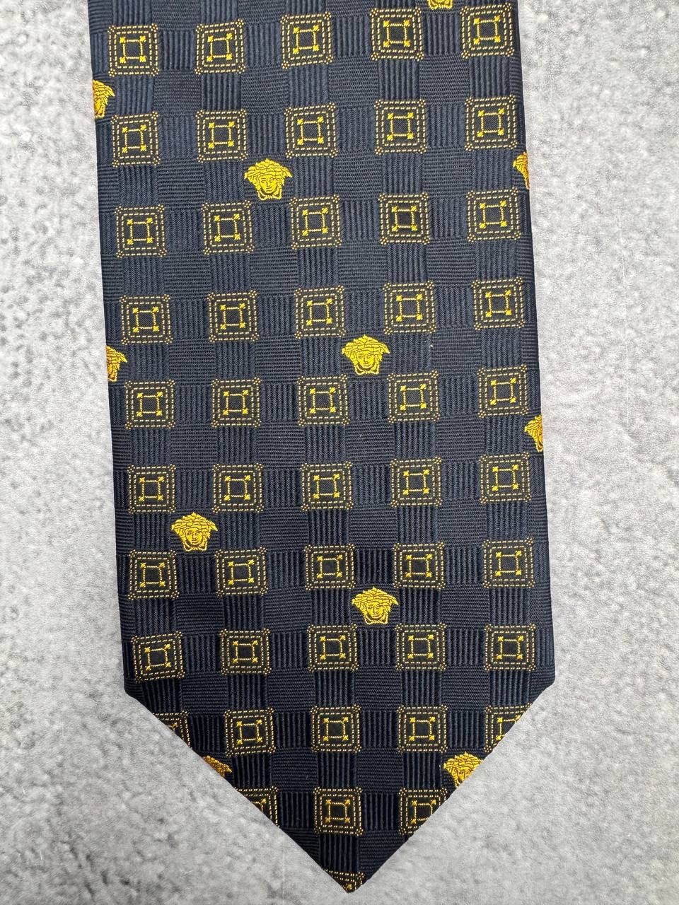 Gianni Valentino Gianni Versace Medusa Pattern Silk Tie Black Gold Geometric Size ONE SIZE - 3 Thumbnail