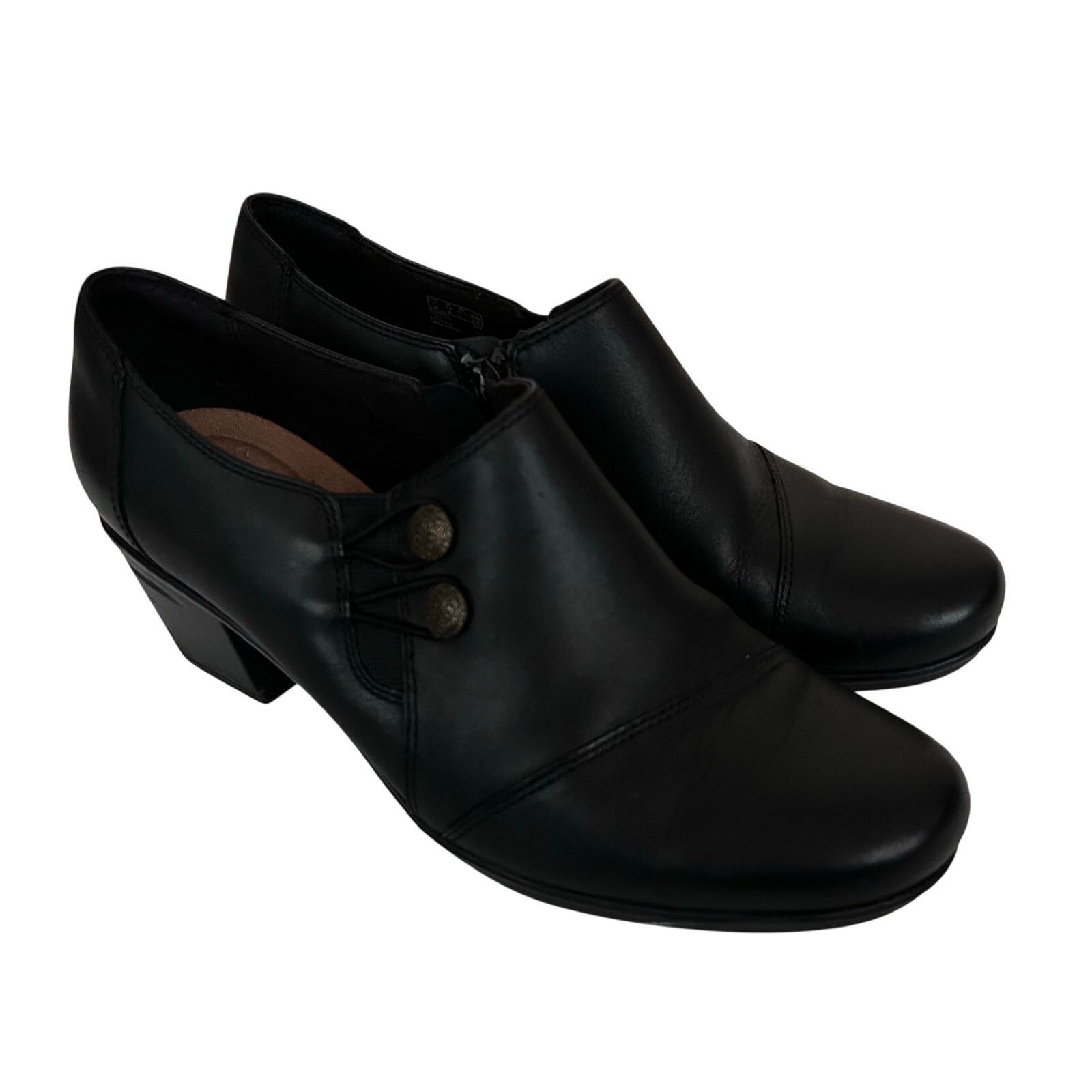 Clarks Clarks Emslie Warren Black Leather Heeled Loafers Sz 10 Size US 10 / IT 40 - 8 Thumbnail