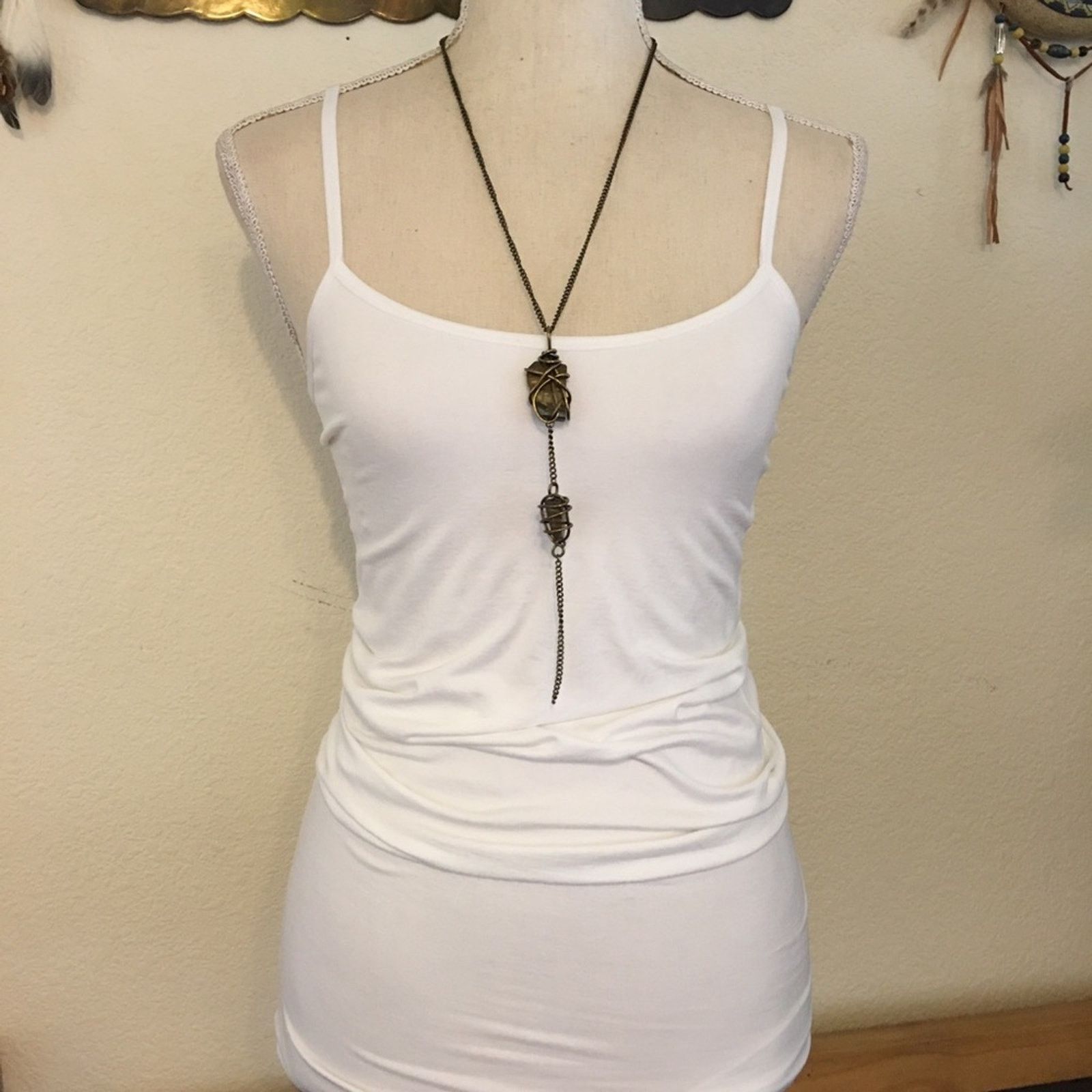 Jewelry Vintage antique gold wire wrapped agate necklace Size ONE SIZE - 4 Thumbnail