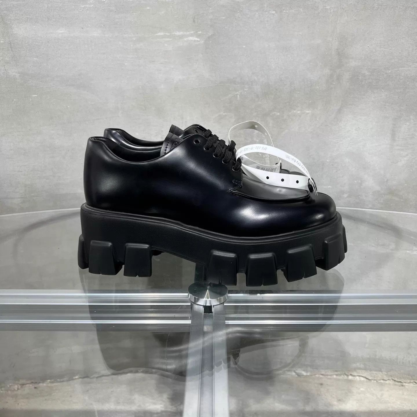 Prada Prada Platform Loafers Black 38.5 FC0281 YH Size US 8 / IT 38 - 4 Thumbnail