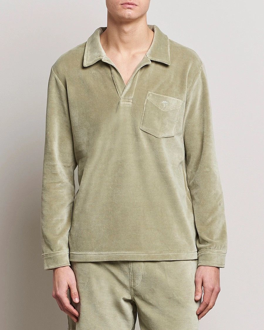 OAS OAS Velour Long-Sleeve Polo Short Green Size US M / EU 48-50 / 2 - 2 Thumbnail