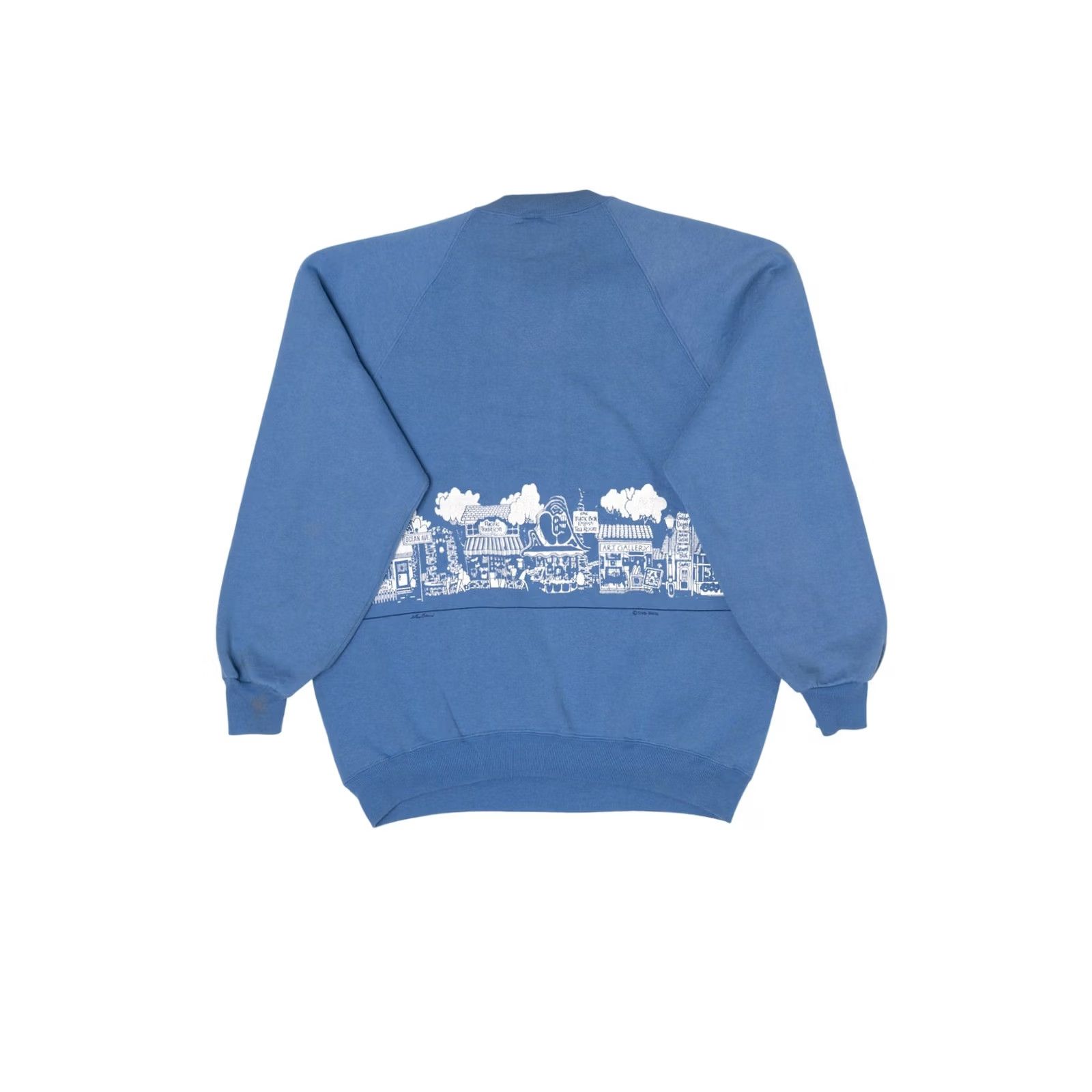 Vintage VINTAGE Crazy Shirtz Wrap Around Raglan Sweatshirt Shirt Large Blue 1990s Mens Womens Girls Boys Regular Cotton Polyester USA Size US L / EU 52-54 / 3 - 2 Thumbnail