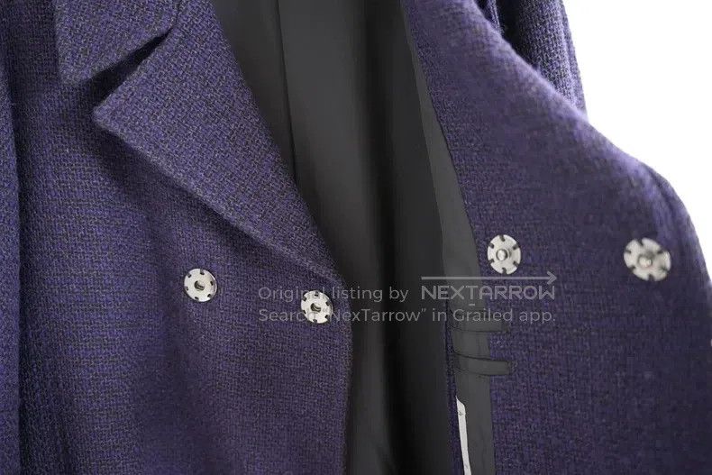Yohji Yamamoto Yohji Yamamoto 12aw silver-button coarse-weave belt coat Size US M / EU 48-50 / 2 - 4 Thumbnail