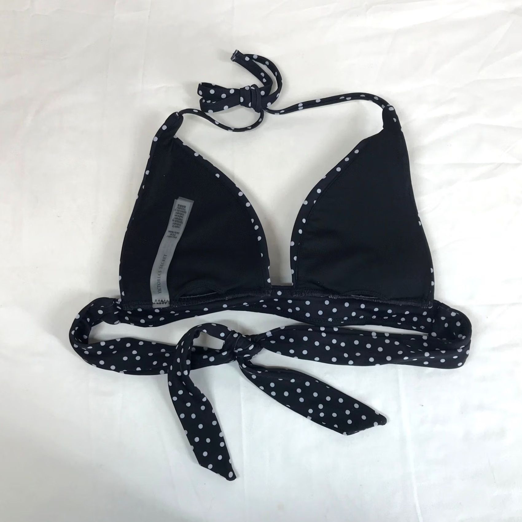 Victoria's Secret Victorias Secret Triangle Bikini Top Womens XS Black White Polka Dot Halter Size XS / US 0-2 / IT 36-38 - 4 Thumbnail