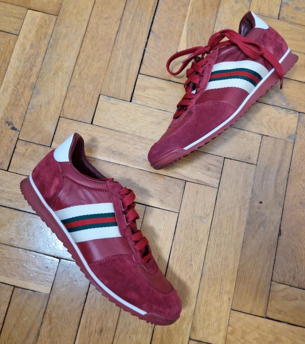 Gucci Gucci burgundy leather sneakers Size US 7.5 / IT 37.5 - 2 Thumbnail