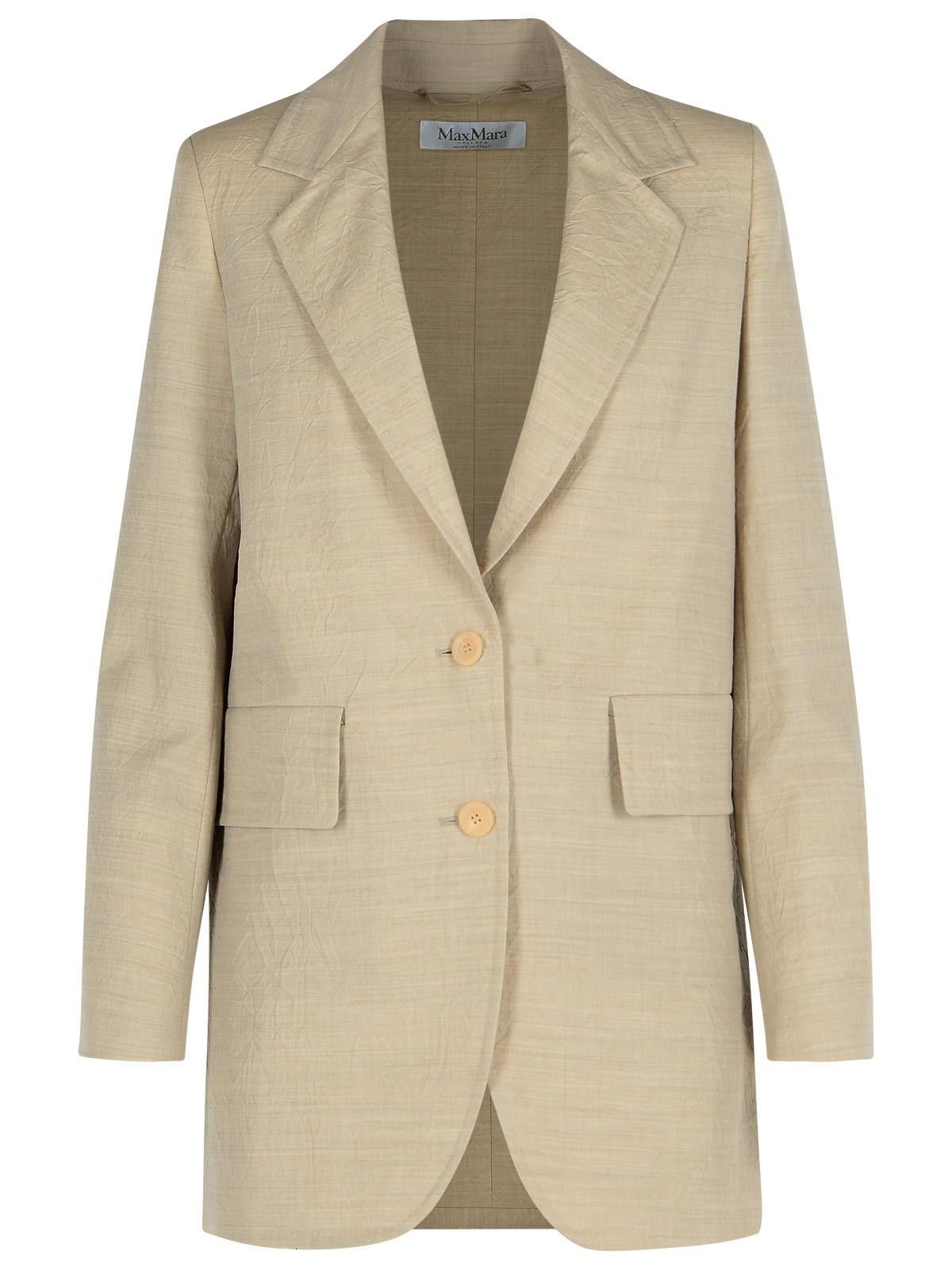 Max Mara MAX MARA 'Acacia' Beige Virgin Wool Jacket Size M / US 6-8 / IT 42-44 - 1 Thumbnail