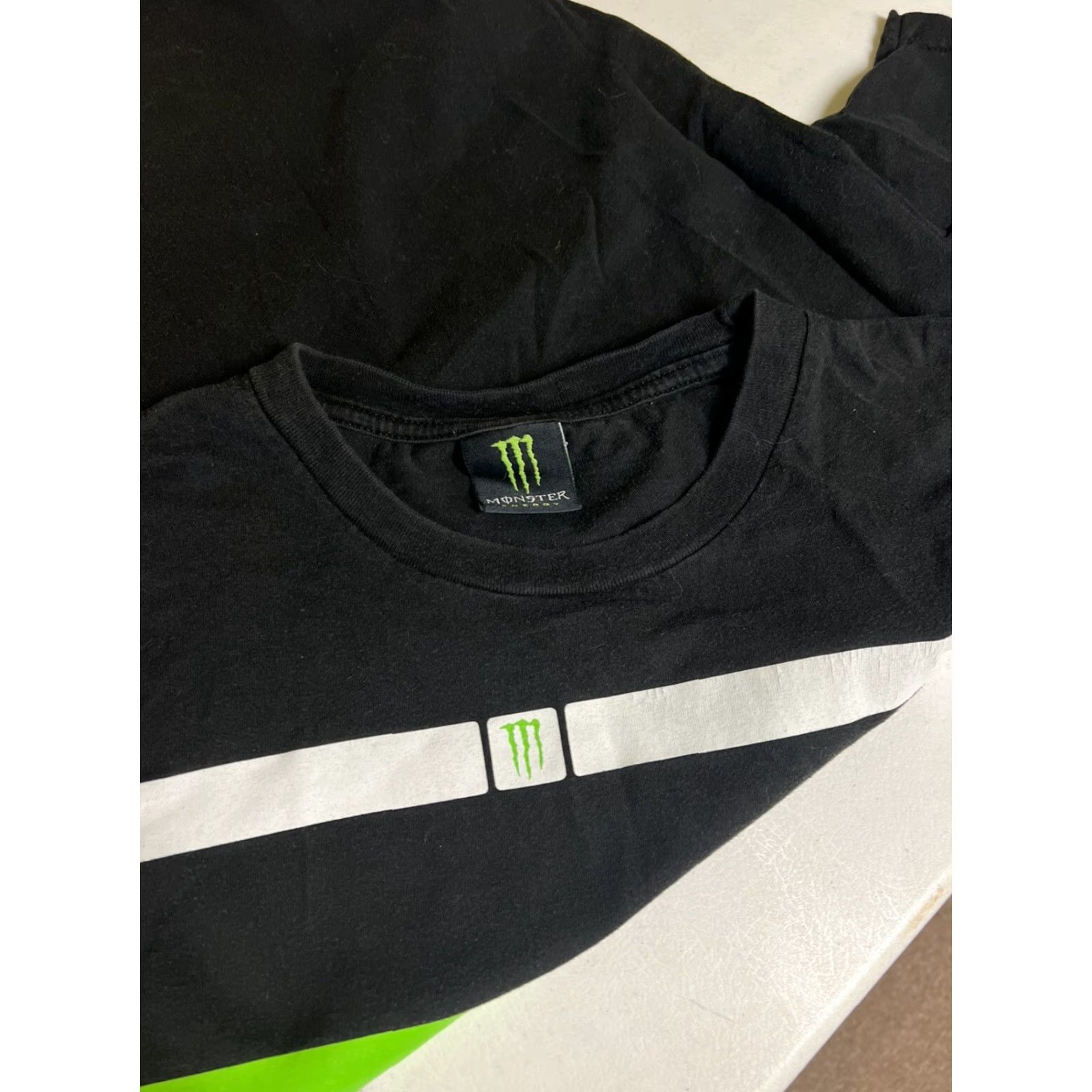 Vintage VINTAGE Monster Energy T-Shirt 2XL Black Short Sleeve Crew Neck Men’s 2XL Fade Stripe Racing/Concert/Sports Adult Mens Shirts Size US XXL / EU 58 / 5 - 4 Thumbnail