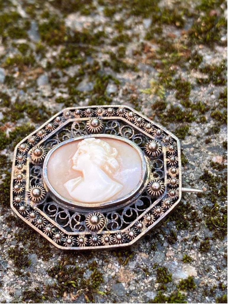 Vintage Antique 800 Silver Carved Shell Cameo Brooch Size ONE SIZE - 4 Thumbnail