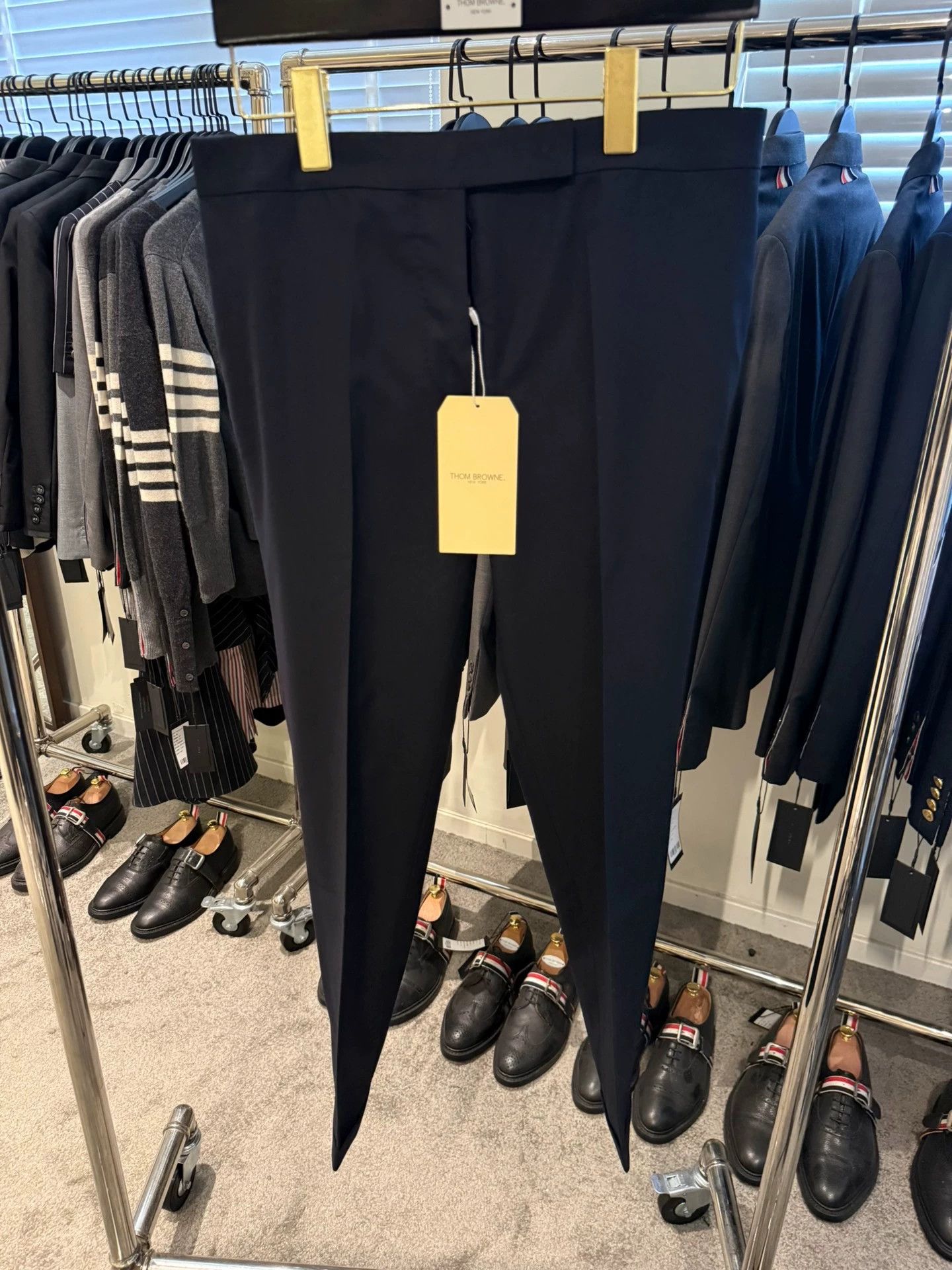 Thom Browne TB Navy Gold Button Wool Slim Fit Trousers Size40 Size 27" / US 4 / IT 40 - 1 Thumbnail