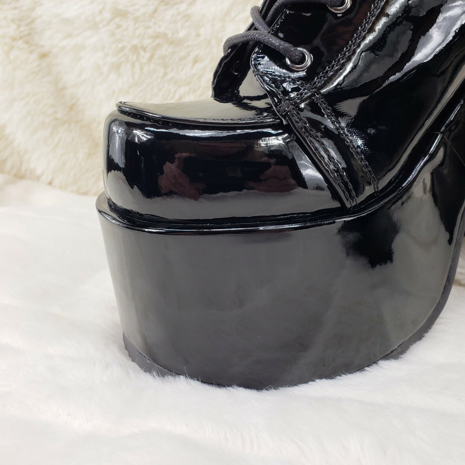 Demonia Cult DEMONIA Camel 250 Stacked Black Patent Platform Goth Punk Ca Size US 9 / IT 39 - 5 Thumbnail