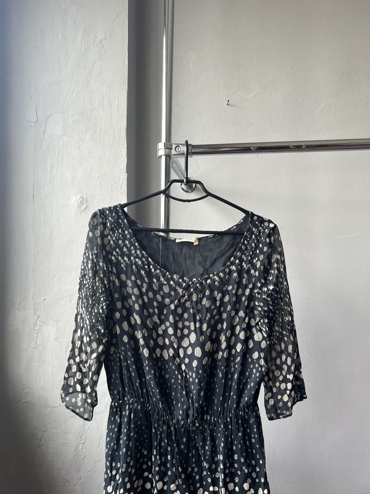 ba&sh BA&SH IANIS FLOATY POLKA DOT MINI DRESS BLACK WHITE VISCOSE Size S / US 4 / IT 40 - 3 Thumbnail