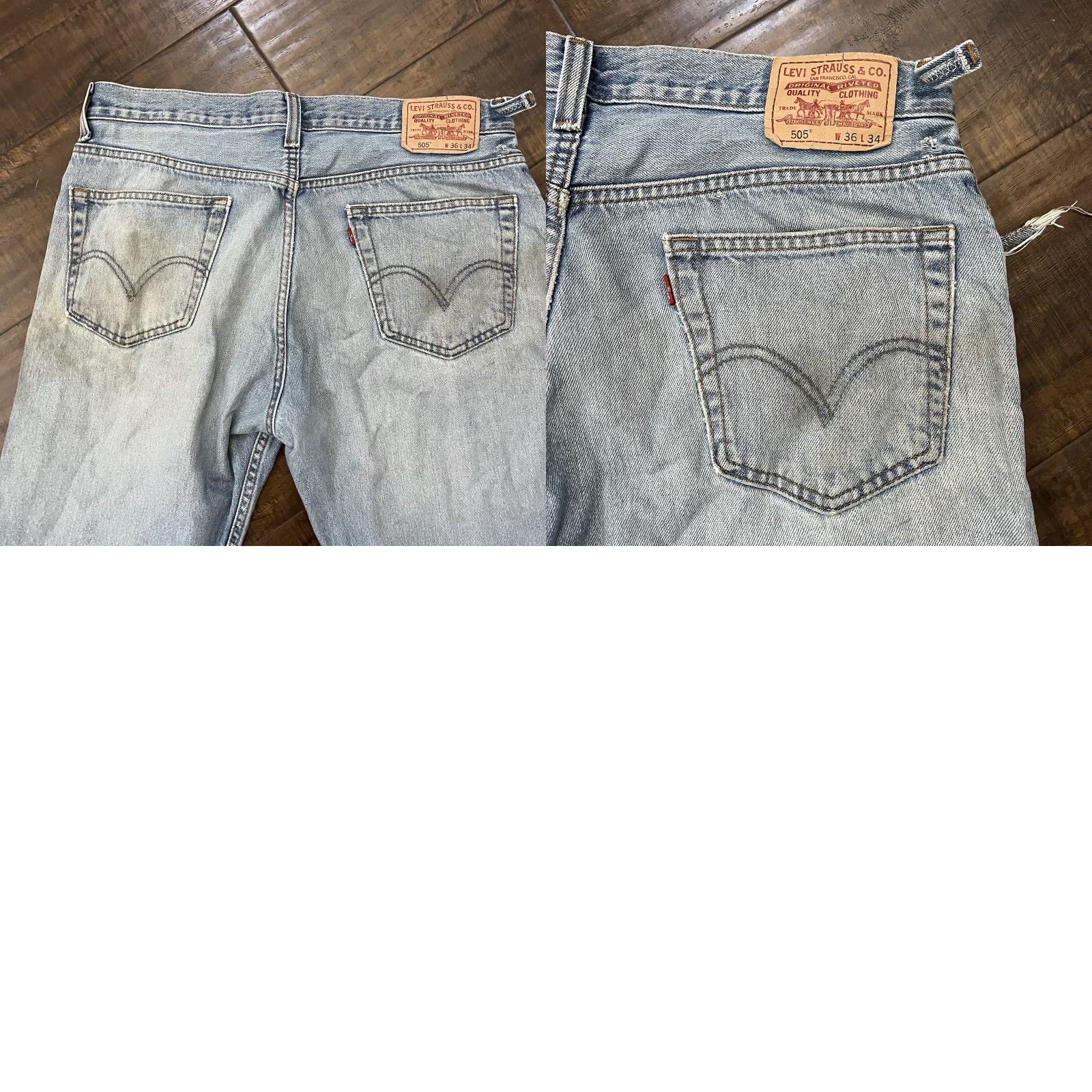 Levi's VINTAGE Levi's Jeans Mens 36x32 Blue 505 Washed Distressed Denim Pants Straight 5-Pocket 100% Cotton Regular) Size US 36 / EU 52 - 8 Thumbnail