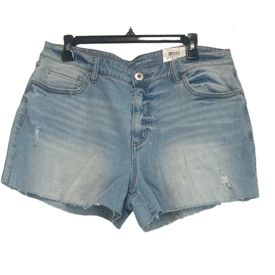 Other INC International Concepts Frayed Hem High-Rise Denim shorts Size 31" - 1 Thumbnail