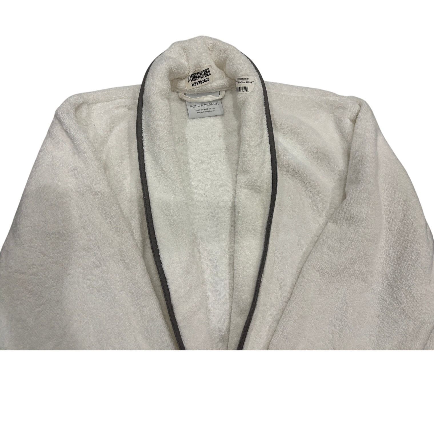Other *R35 BOLL & BRANCH Men's Bath Robe 100% Cotton White Medium Size US 32 / EU 48 - 3 Thumbnail