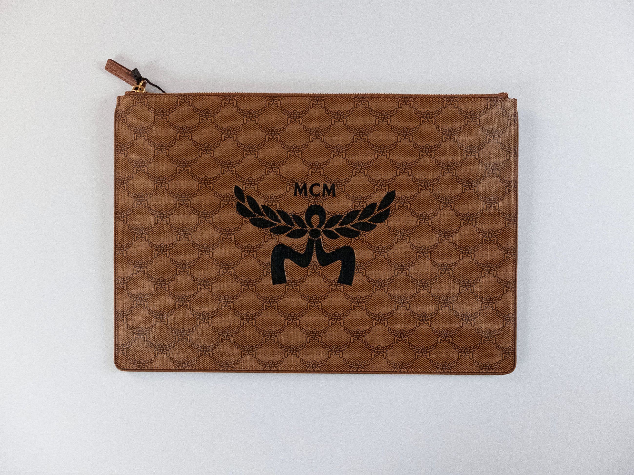 MCM MCM Large Himmel tan brown coated canvas portfolio clutch Size ONE SIZE - 1 Thumbnail
