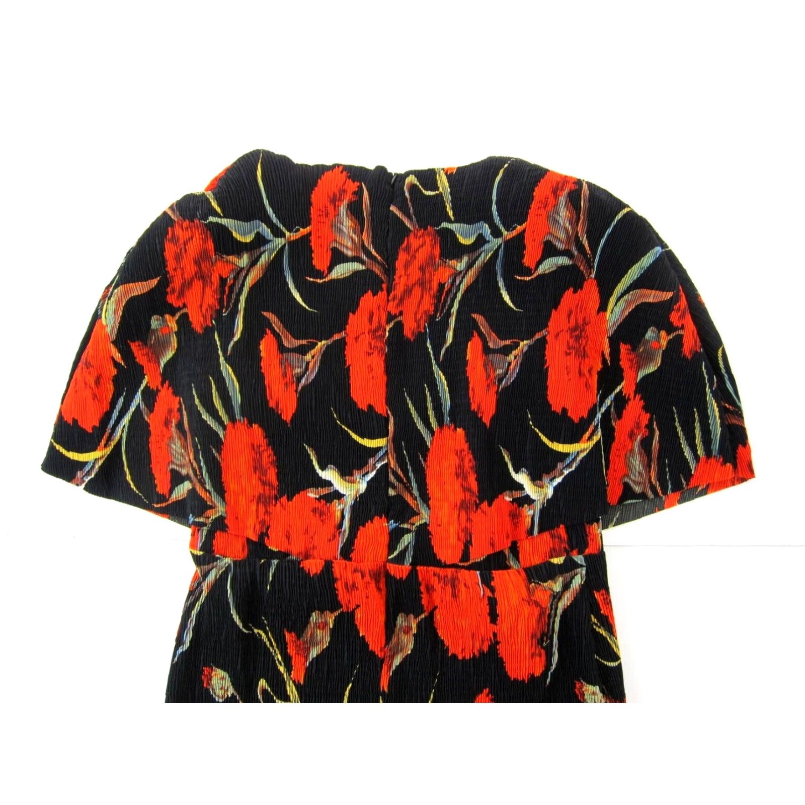 Missguided Missguided Red Black Green Floral Stretch V-Neck Short Sleeve Tunic Dress 12 Size 34" / US 12 / IT 48 - 5 Thumbnail