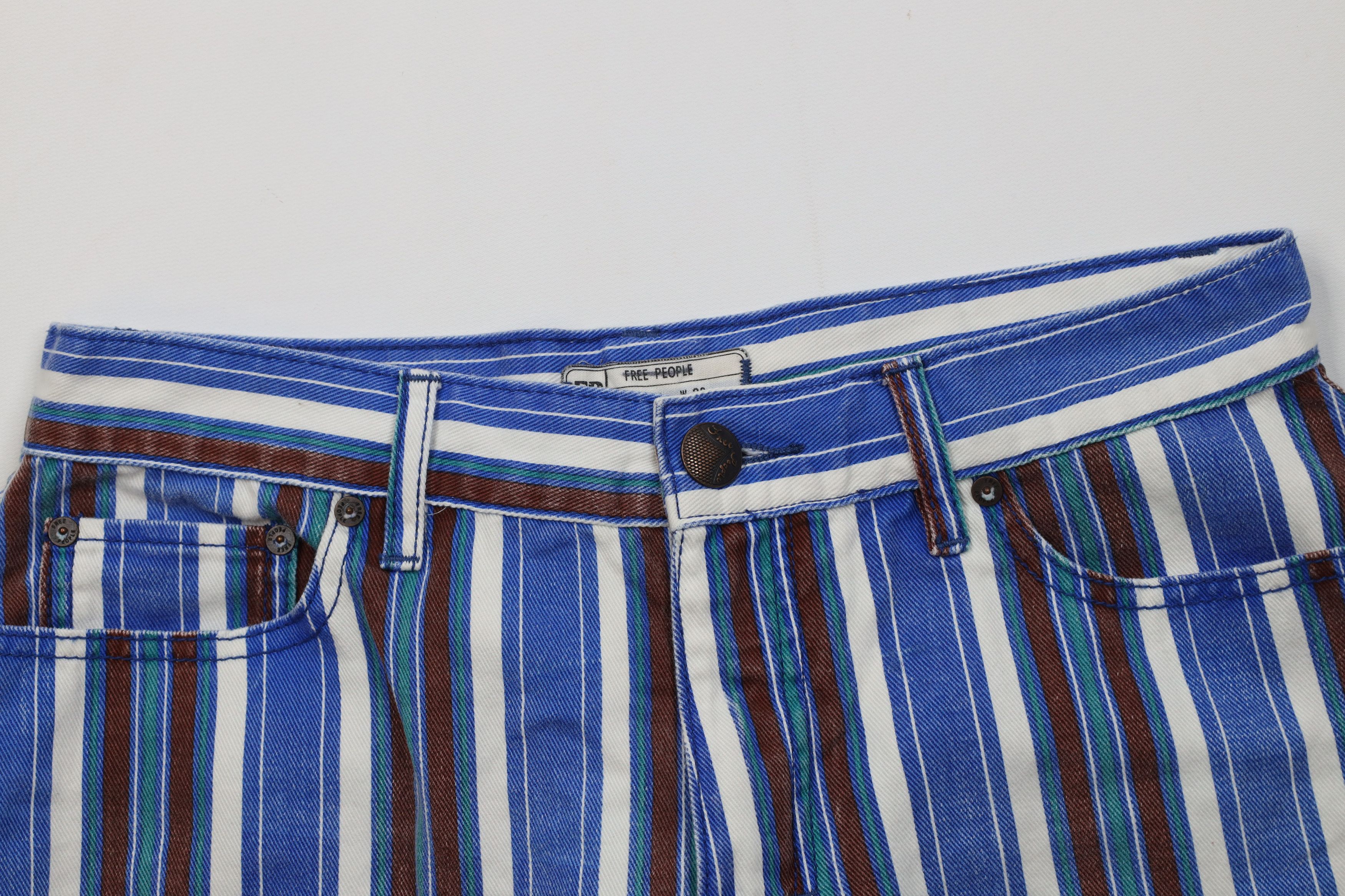 Free People Free People Color Block Denim Jean Shorts Jorts Cotton Size 28" / US 6 / IT 42 - 2 Thumbnail